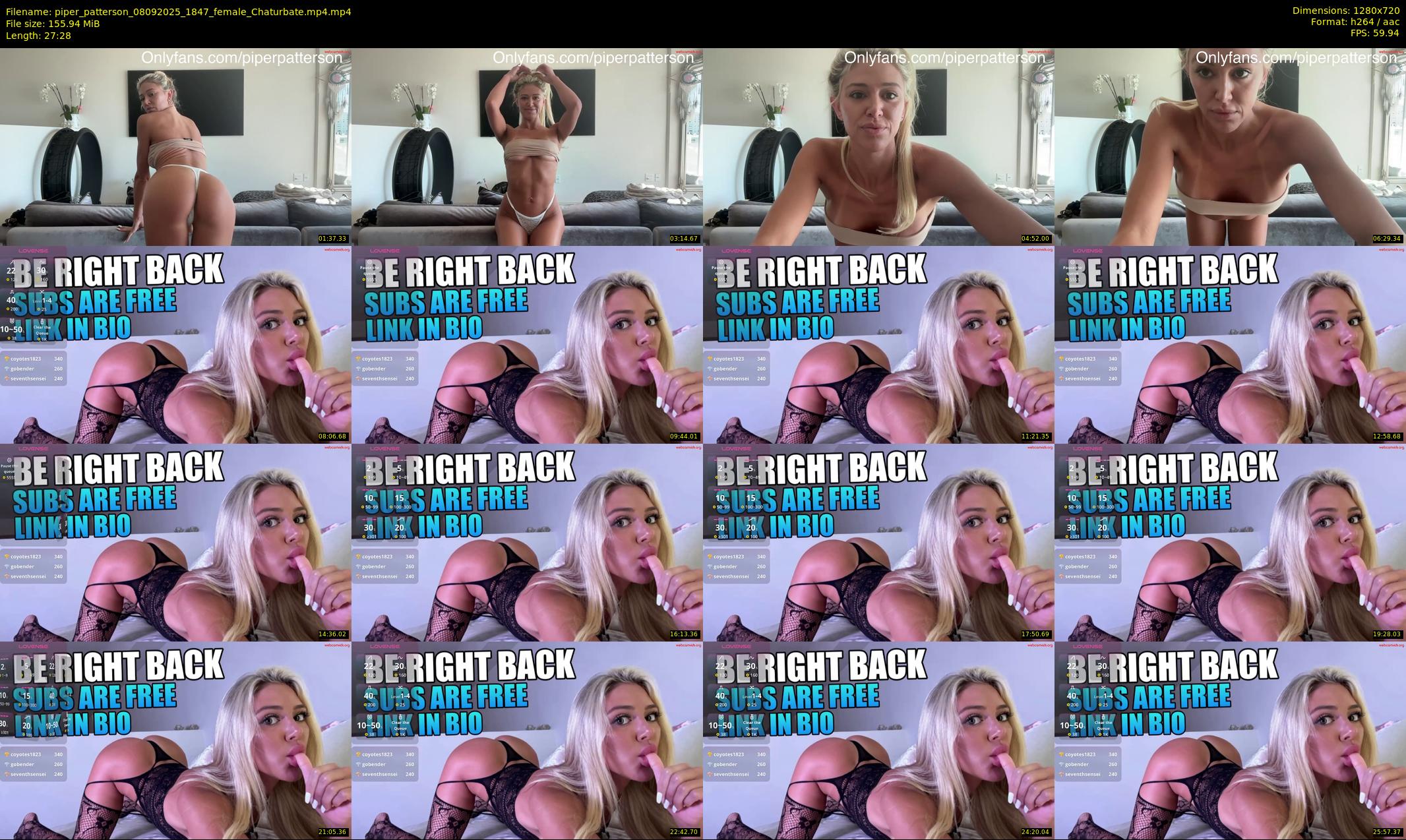 piper_patterson — 28 minute Chaturbate female cam show recording, 720p, Sep 8, 2025
