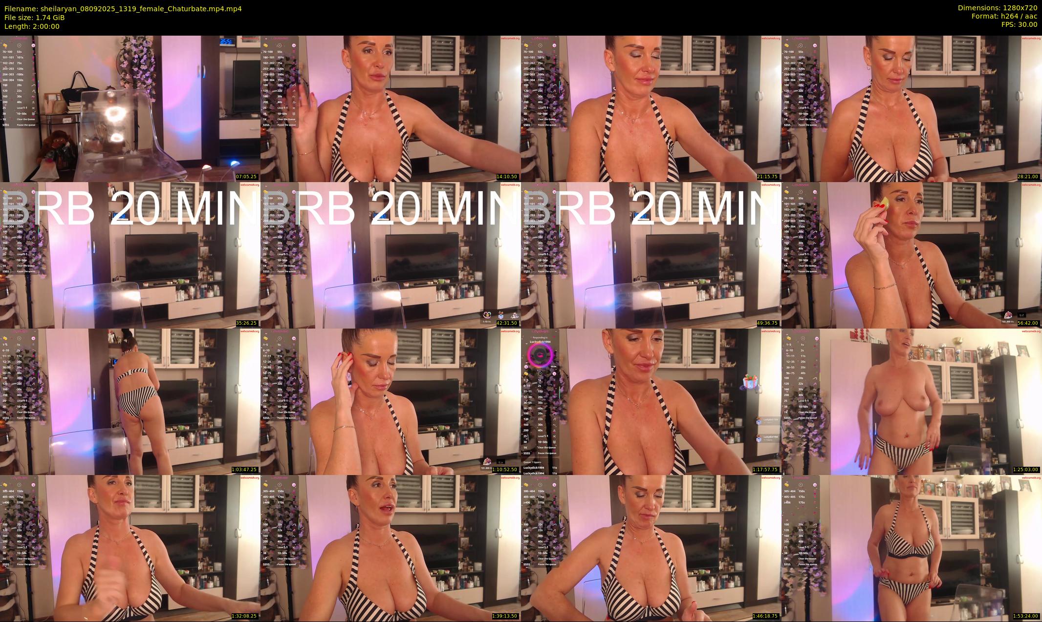 sheilaryan — 120 minute Chaturbate female cam show recording, 720p, Sep 8, 2025