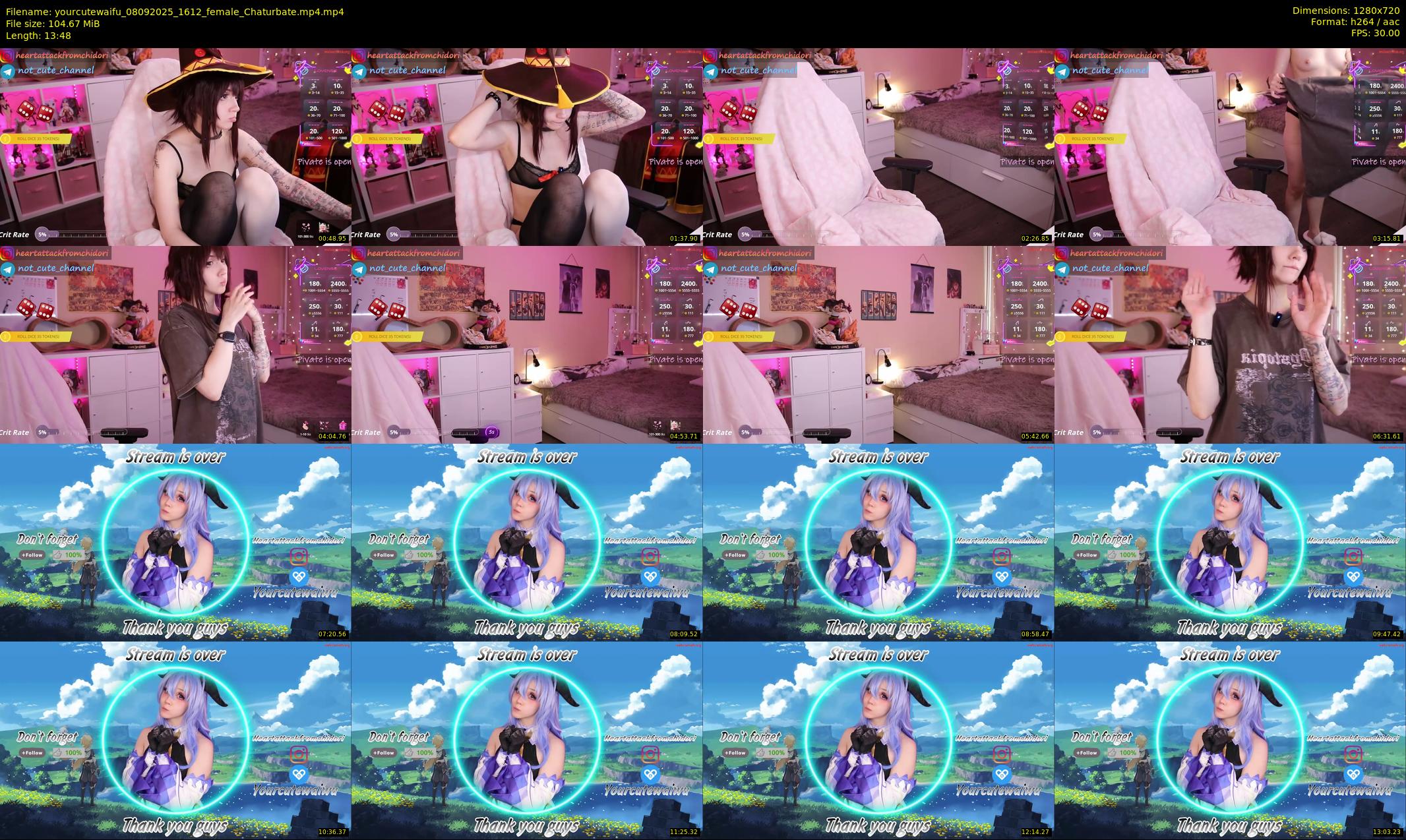 yourcutewaifu — 14 minute Chaturbate female cam show recording, 720p, Sep 8, 2025
