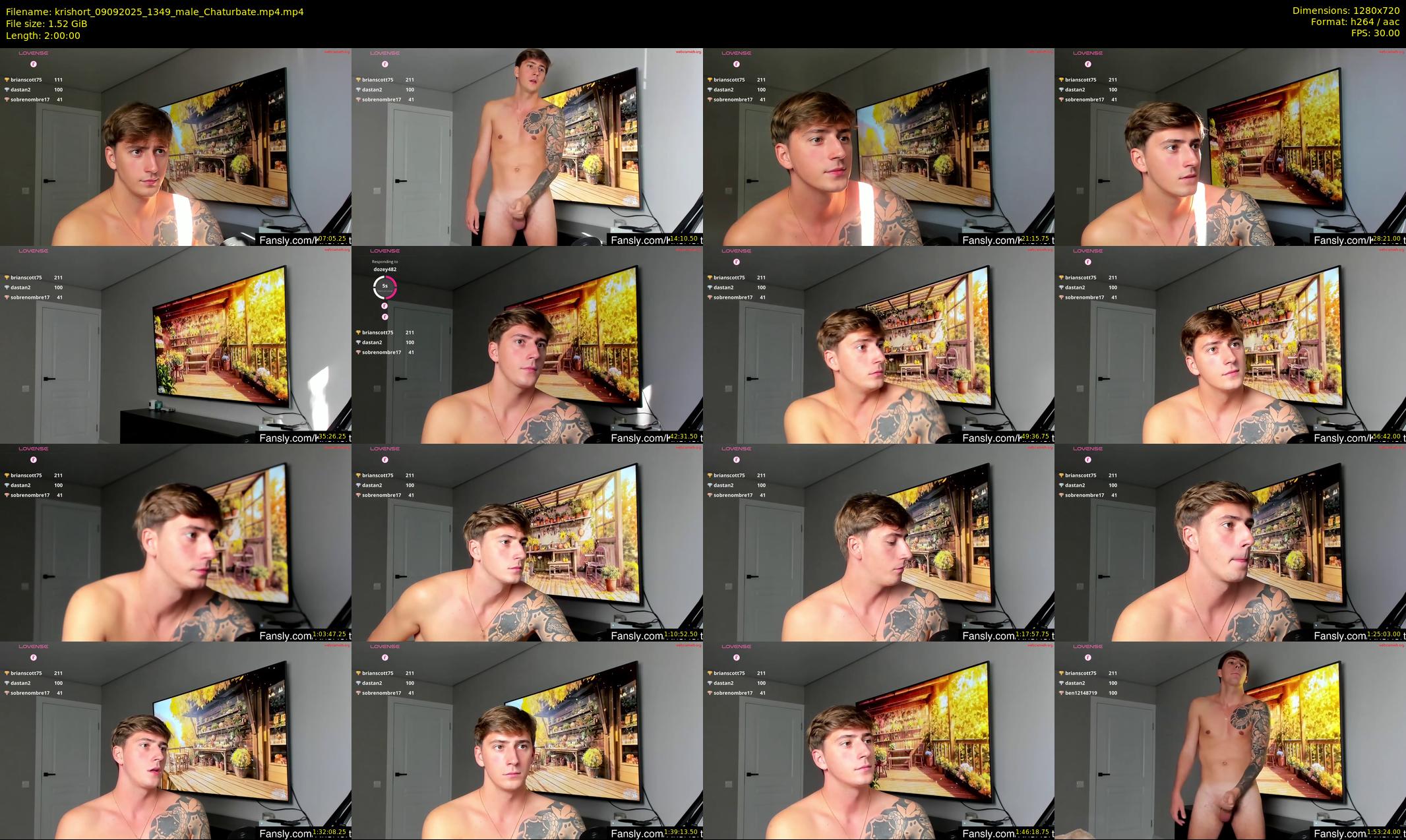 krishort — 120 minute Chaturbate male cam show recording, 720p, Sep 9, 2025
