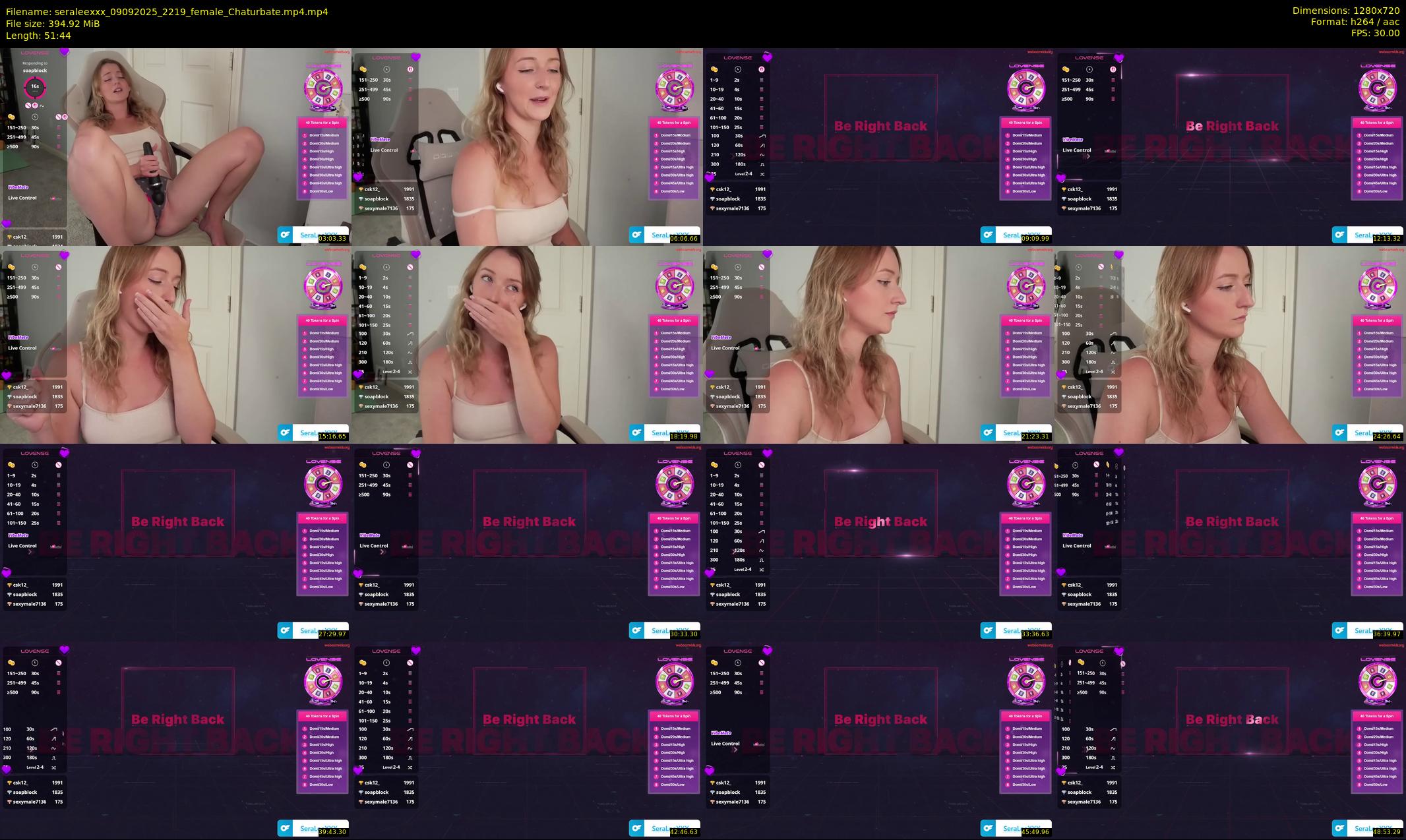 seraleexxx — 52 minute Chaturbate female cam show recording, 720p, Sep 9, 2025