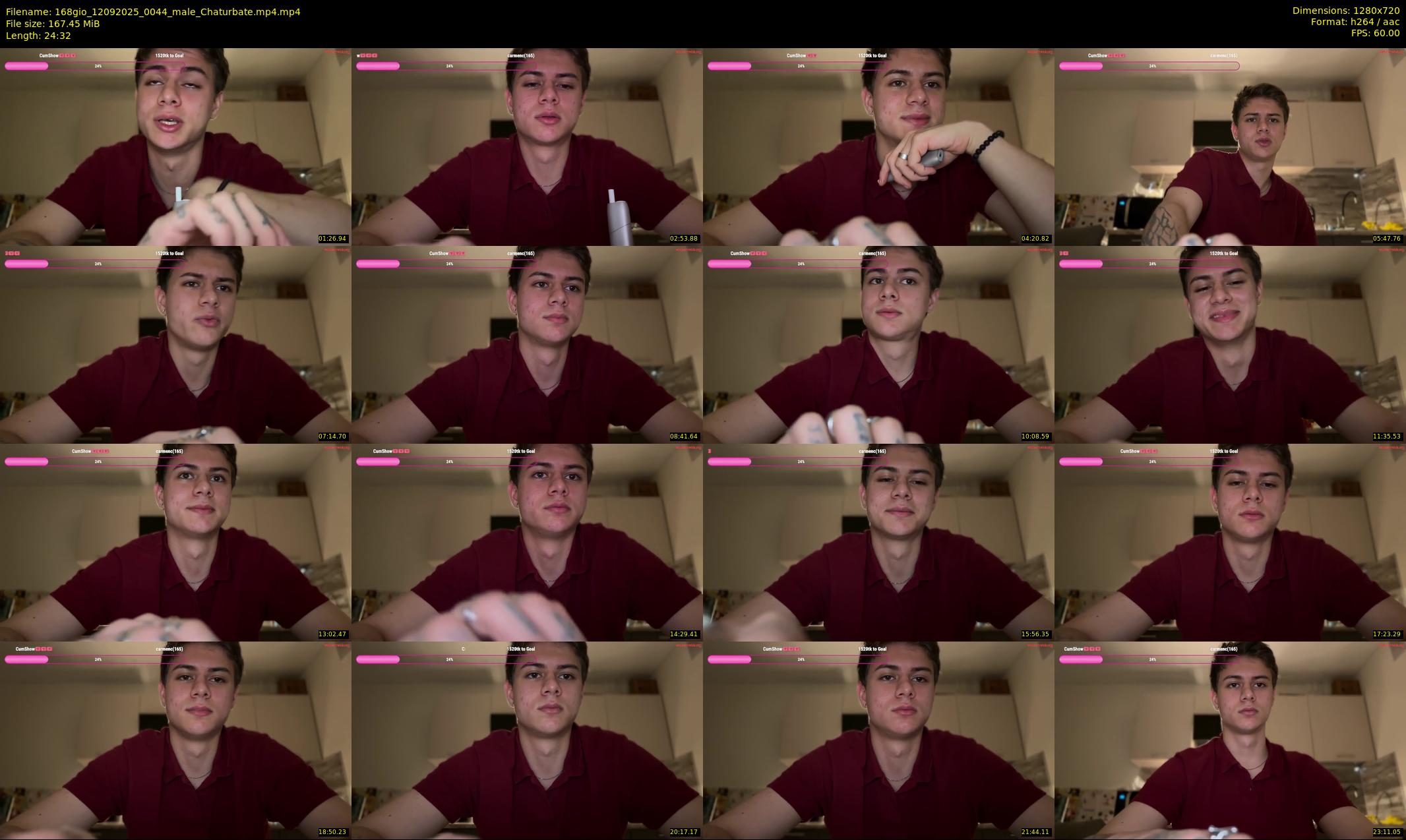 168gio — 25 minute Chaturbate male cam show recording, 720p, Sep 12, 2025