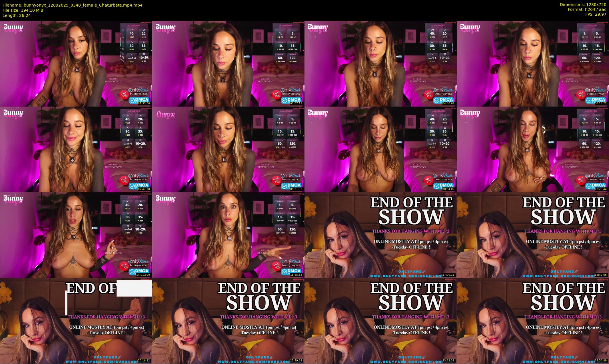 bunnyonyx — 27 minute Chaturbate female cam show recording, 720p, Sep 12, 2025