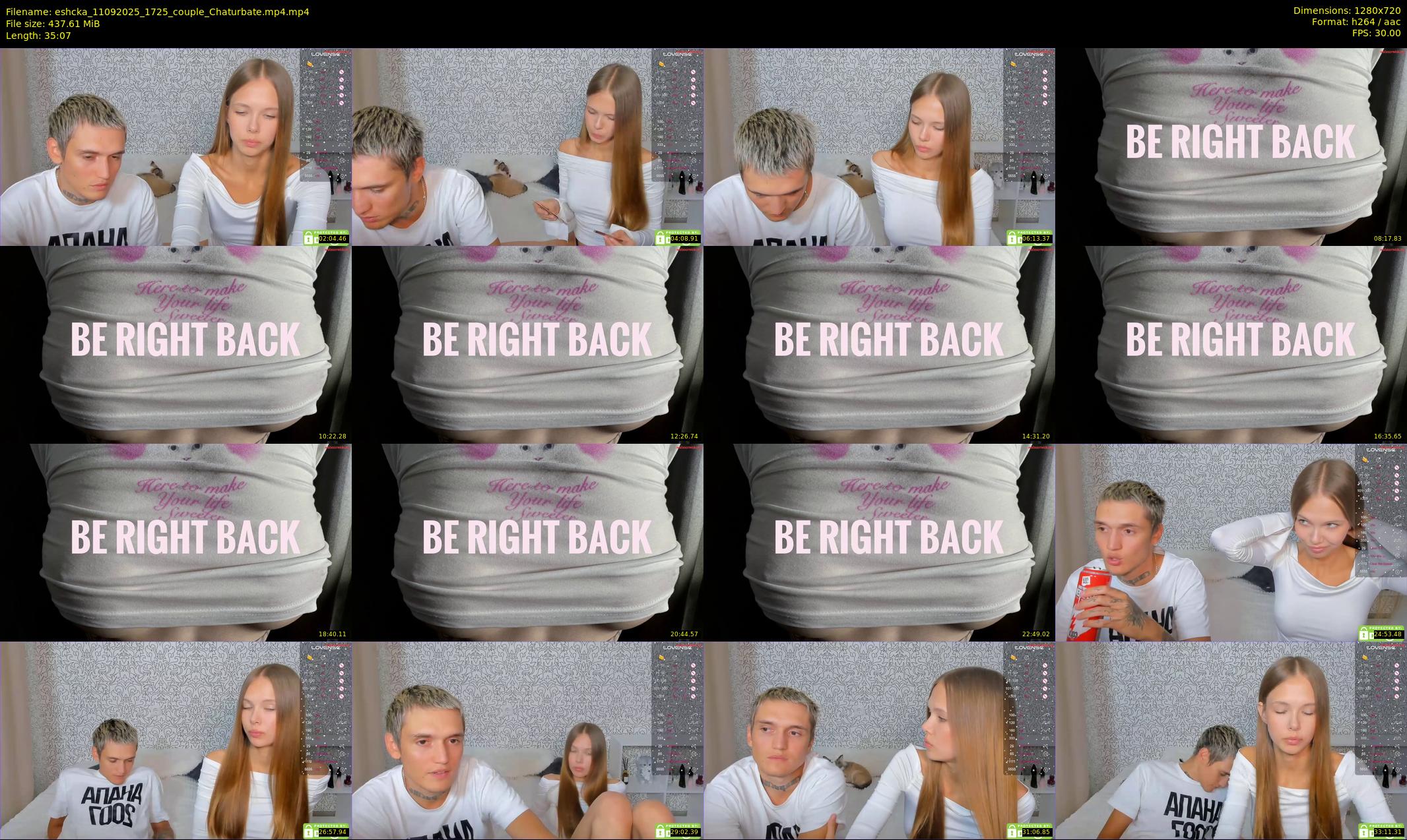 eshcka — 36 minute Chaturbate couple cam show recording, 720p, Sep 11, 2025