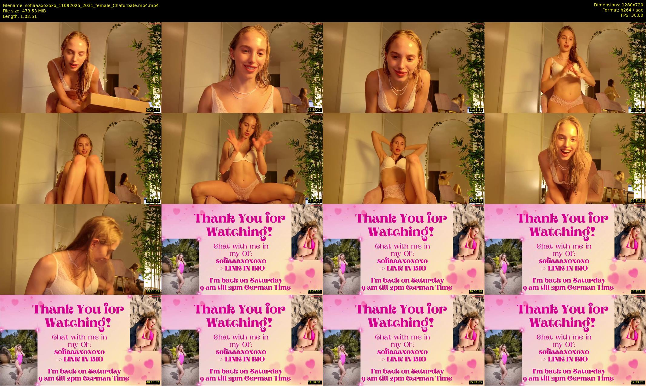 sofiaaaxoxoxo — 63 minute Chaturbate female cam show recording, 720p, Sep 11, 2025