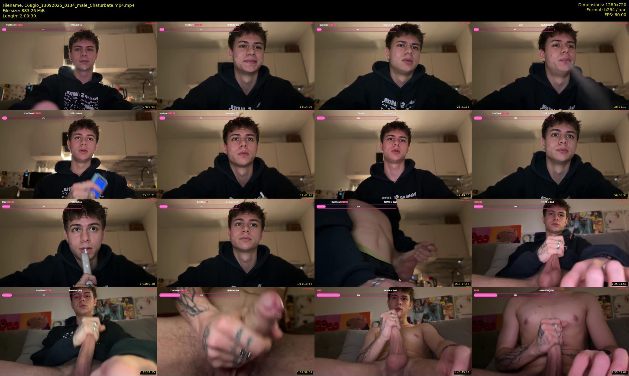 168gio — 121 minute Chaturbate male cam show recording, 720p, Sep 13, 2025