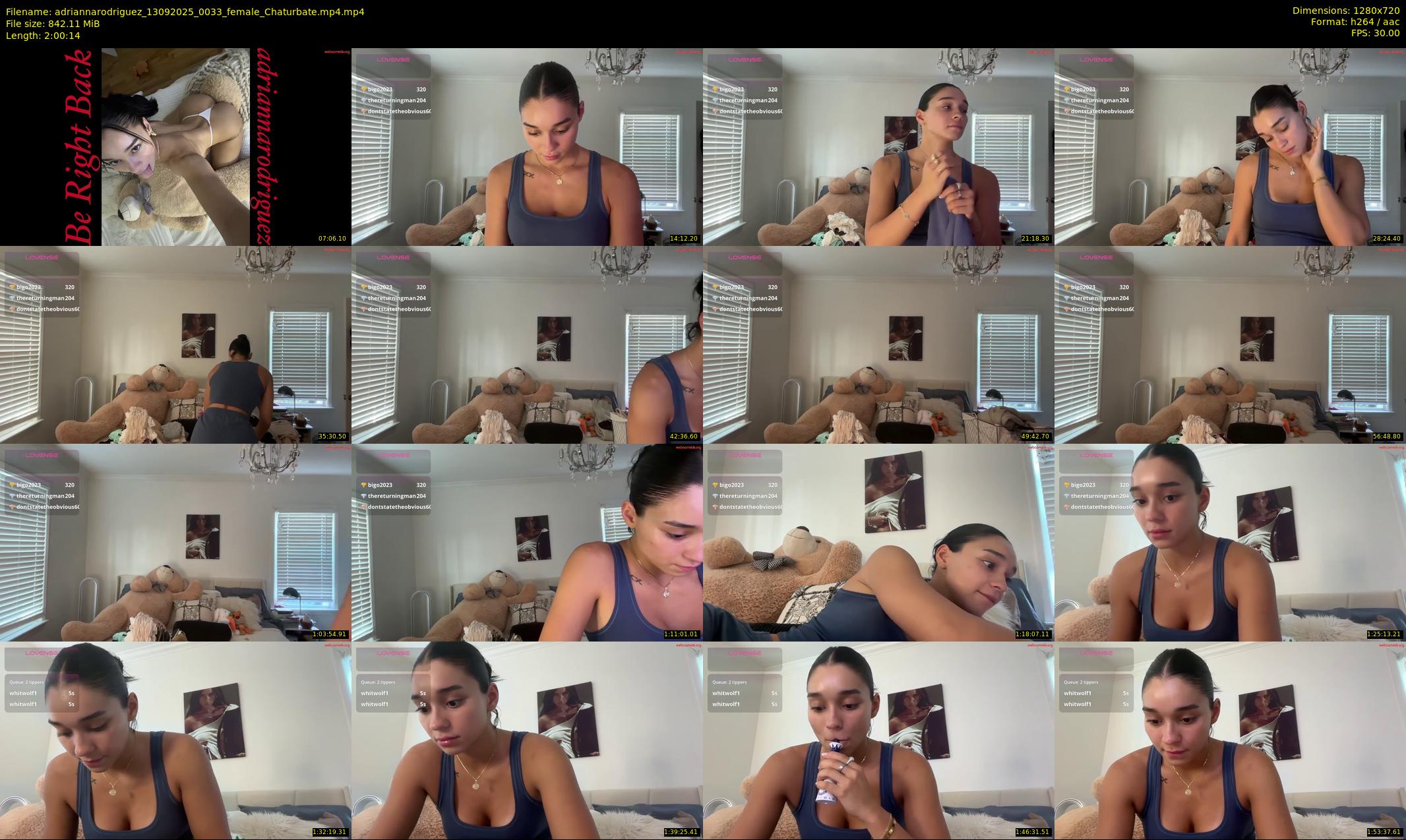 adriannarodriguez — 121 minute Chaturbate female cam show recording, 720p, Sep 13, 2025