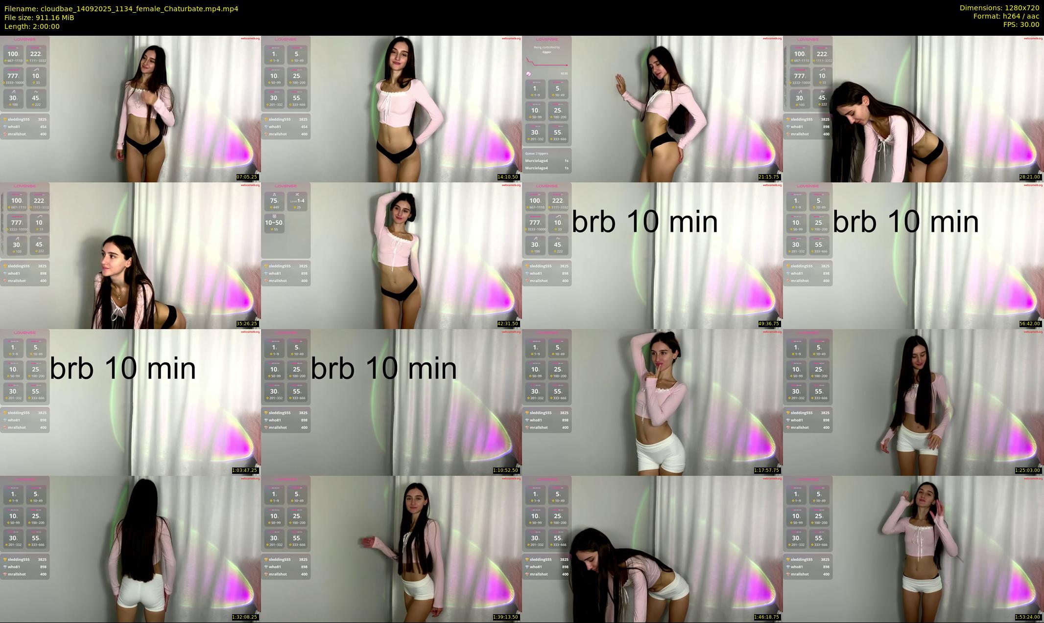 cloudbae — 120 minute Chaturbate female cam show recording, 720p, Sep 14, 2025