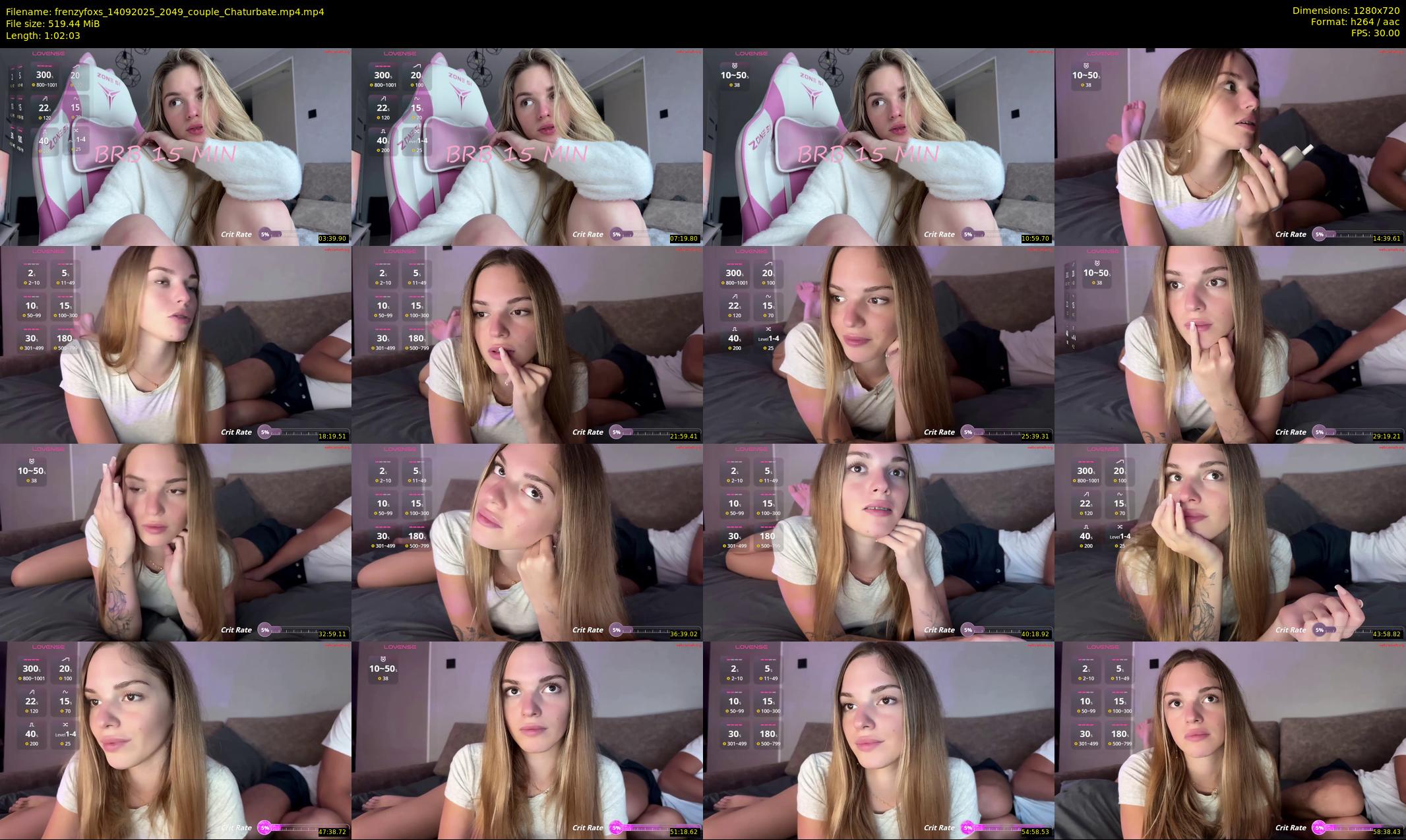frenzyfoxs — 63 minute Chaturbate couple cam show recording, 720p, Sep 14, 2025