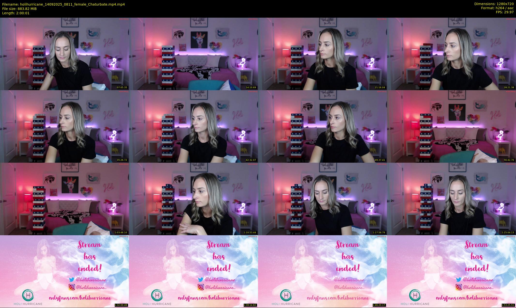 holihurricane — 121 minute Chaturbate female cam show recording, 720p, Sep 14, 2025