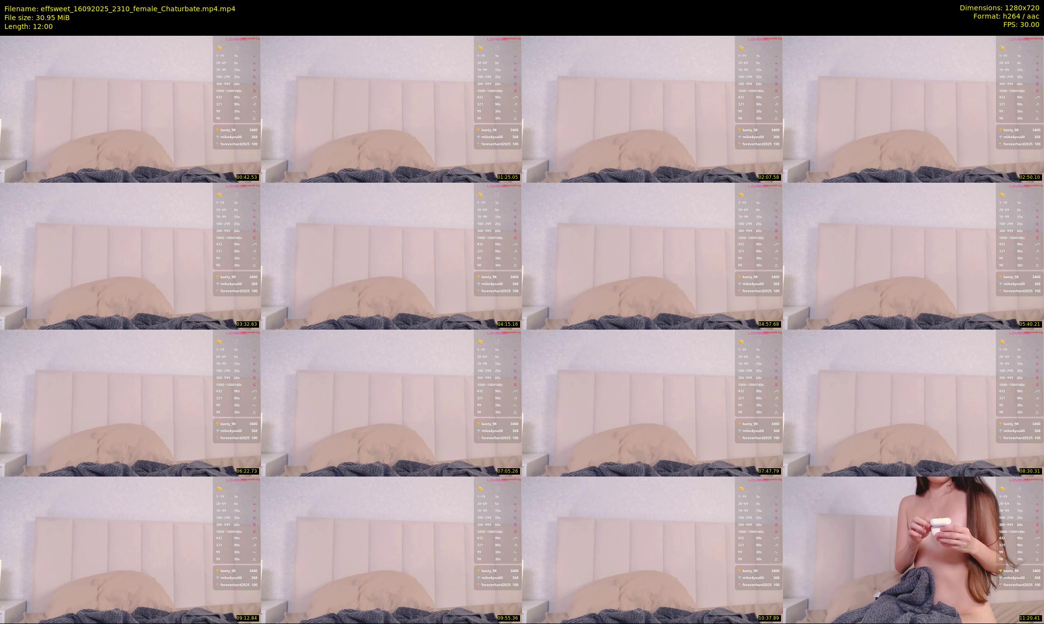 effsweet — 12 minute Chaturbate female cam show recording, 720p, Sep 16, 2025