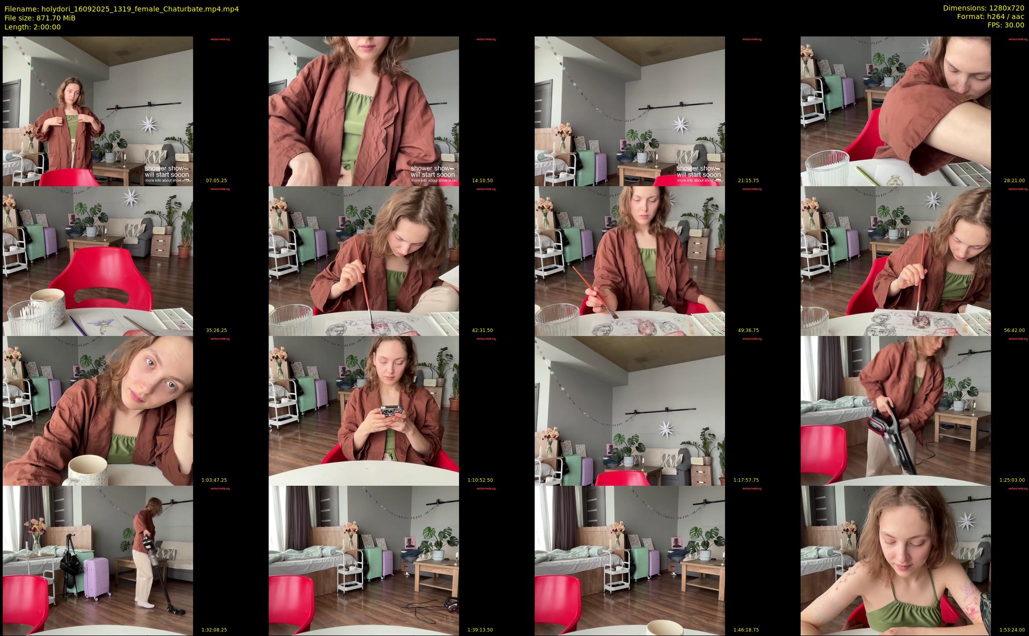 holydori — 120 minute Chaturbate female cam show recording, 720p, Sep 16, 2025