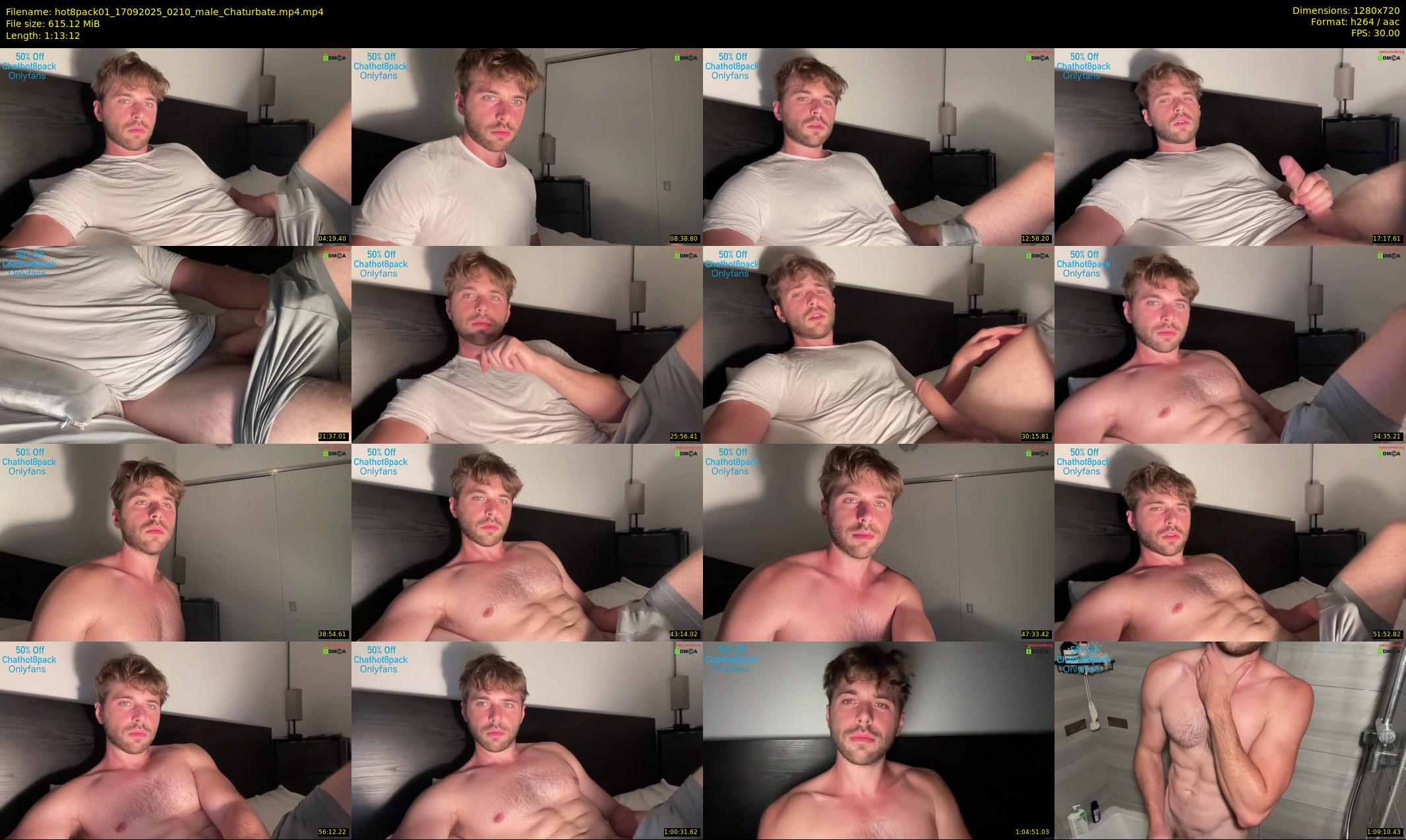 hot8pack01 — 74 minute Chaturbate male cam show recording, 720p, Sep 17, 2025