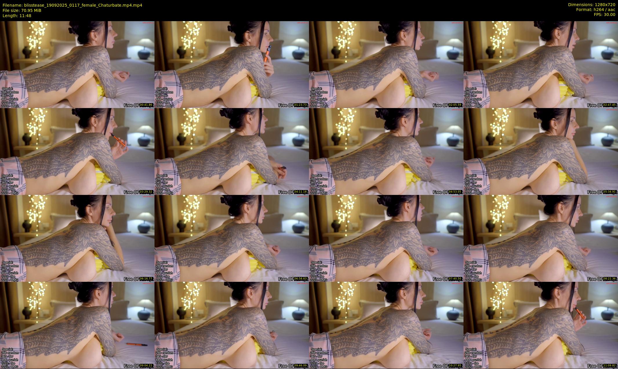 blisstease — 12 minute Chaturbate female cam show recording, 720p, Sep 19, 2025