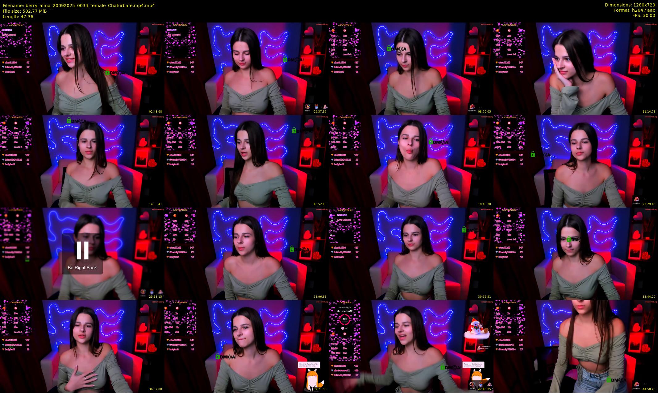 berry_alma — 48 minute Chaturbate female cam show recording, 720p, Sep 20, 2025