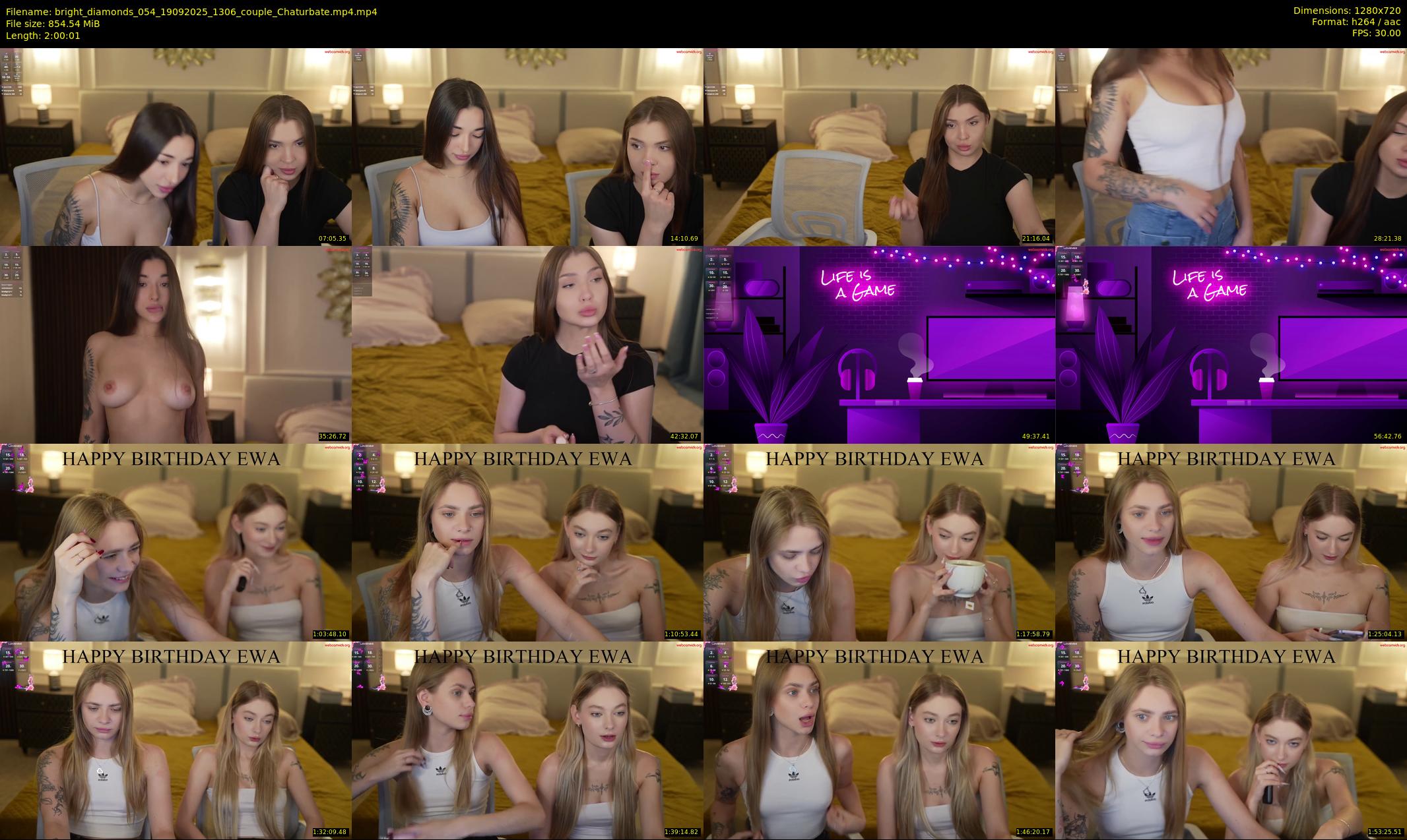 bright_diamonds_054 — 121 minute Chaturbate couple cam show recording, 720p, Sep 19, 2025