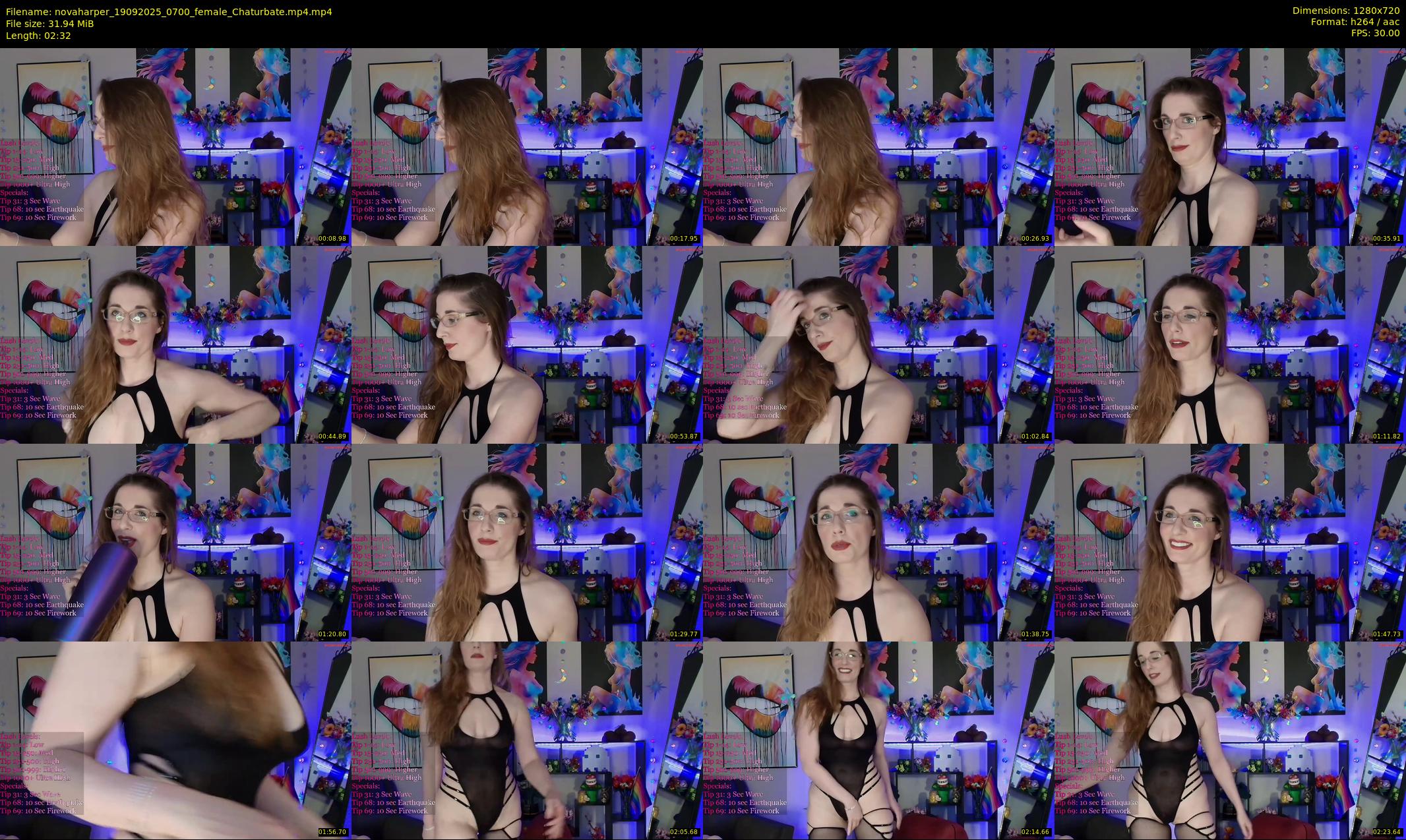novaharper — 3 minute Chaturbate female cam show recording, 720p, Sep 19, 2025