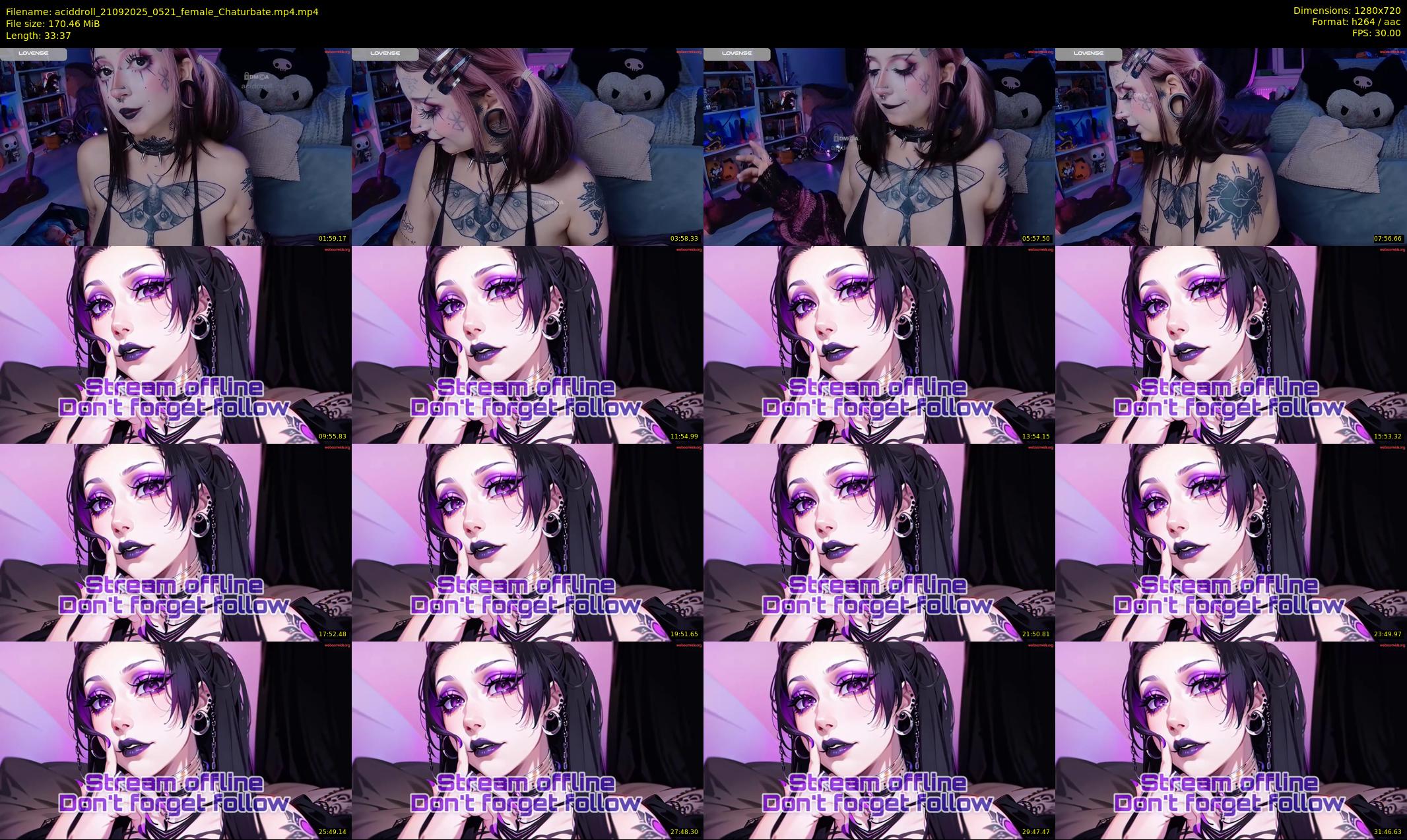 aciddroll — 34 minute Chaturbate female cam show recording, 720p, Sep 21, 2025