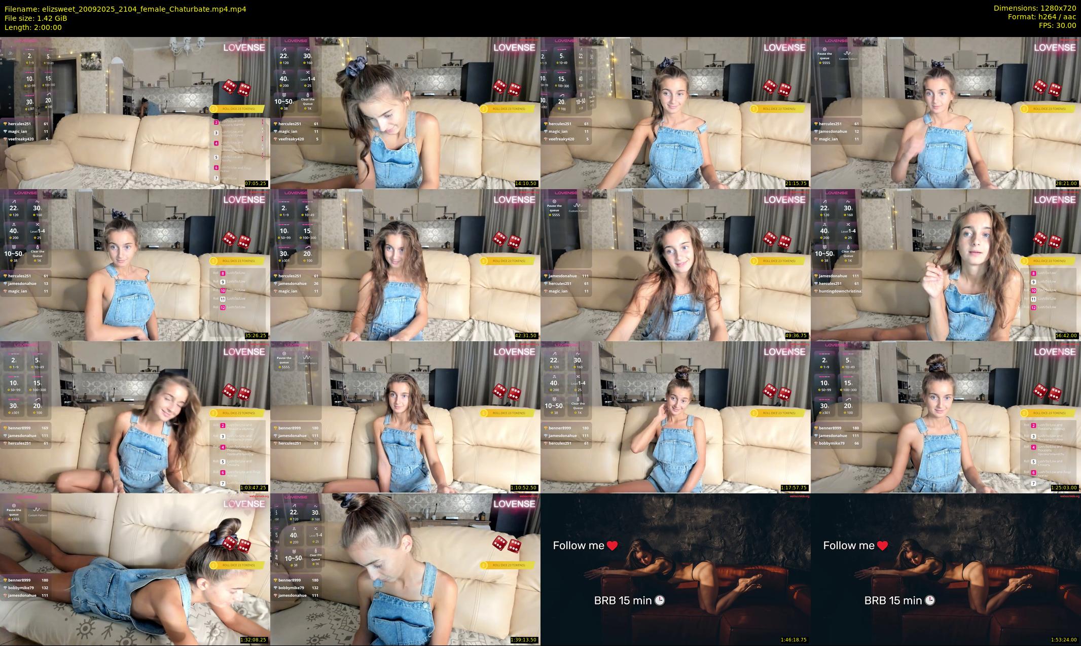 elizsweet — 120 minute Chaturbate female cam show recording, 720p, Sep 20, 2025