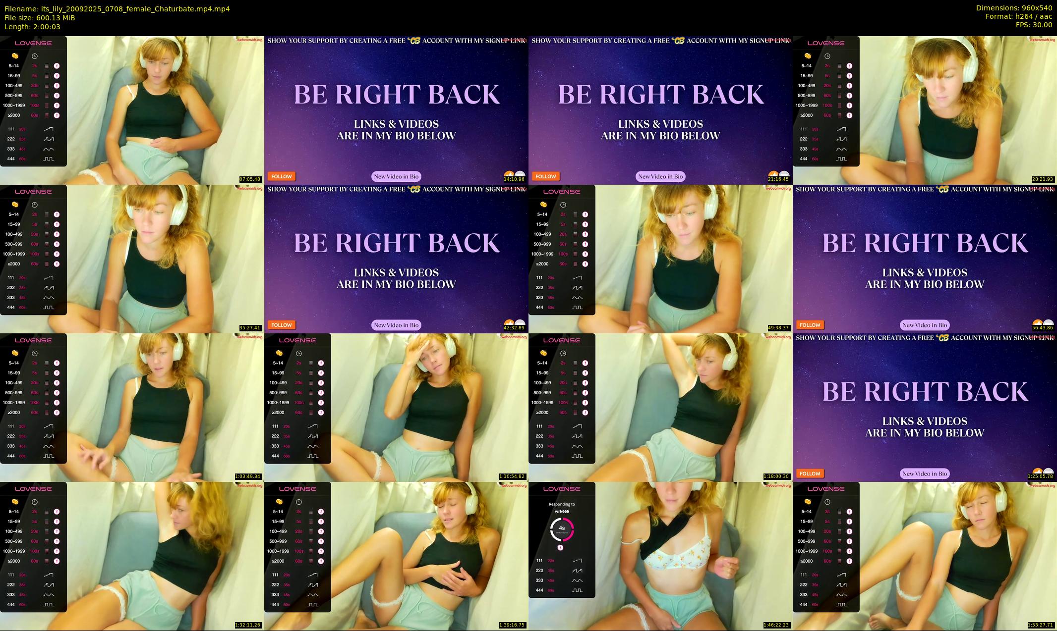 its_lily — 121 minute Chaturbate female cam show recording, 480p, Sep 20, 2025