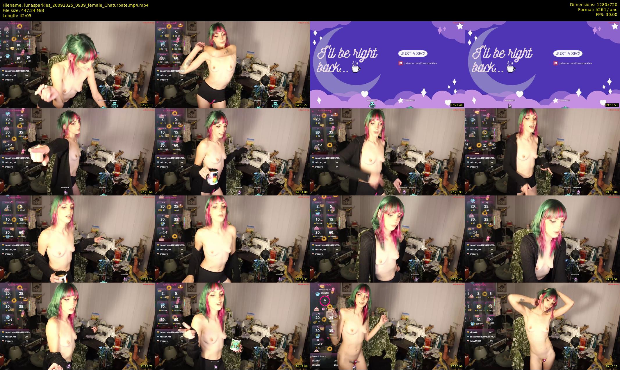 lunasparkles — 43 minute Chaturbate female cam show recording, 720p, Sep 20, 2025