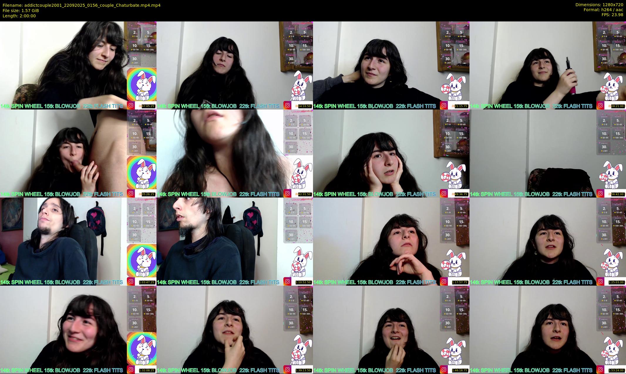 addictcouple2001 — 120 minute Chaturbate couple cam show recording, 720p, Sep 22, 2025