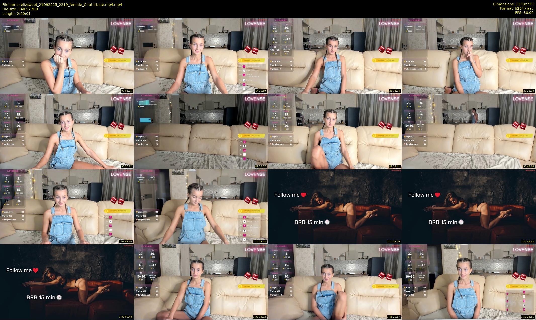 elizsweet — 121 minute Chaturbate female cam show recording, 720p, Sep 21, 2025