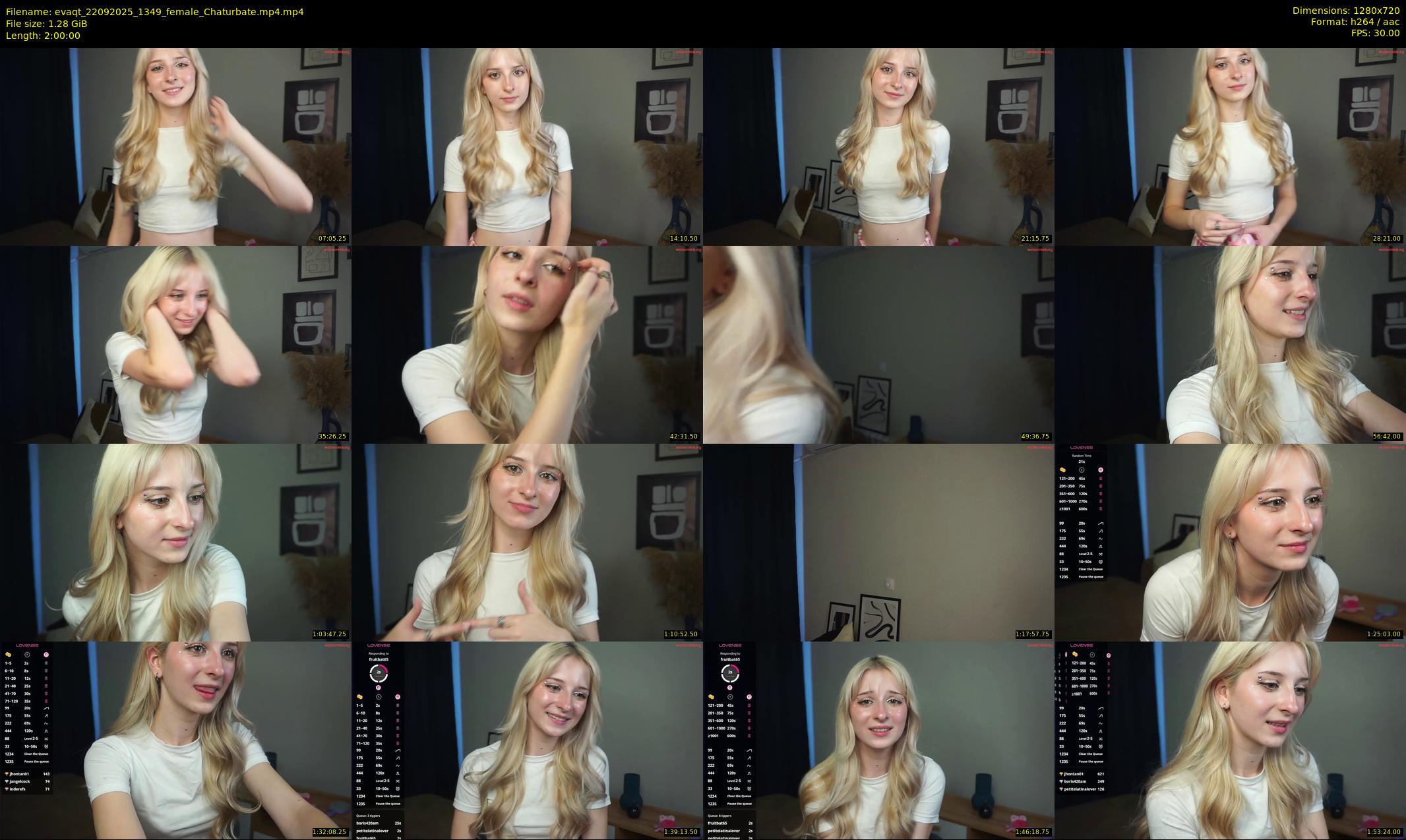 evaqt — 120 minute Chaturbate female cam show recording, 720p, Sep 22, 2025