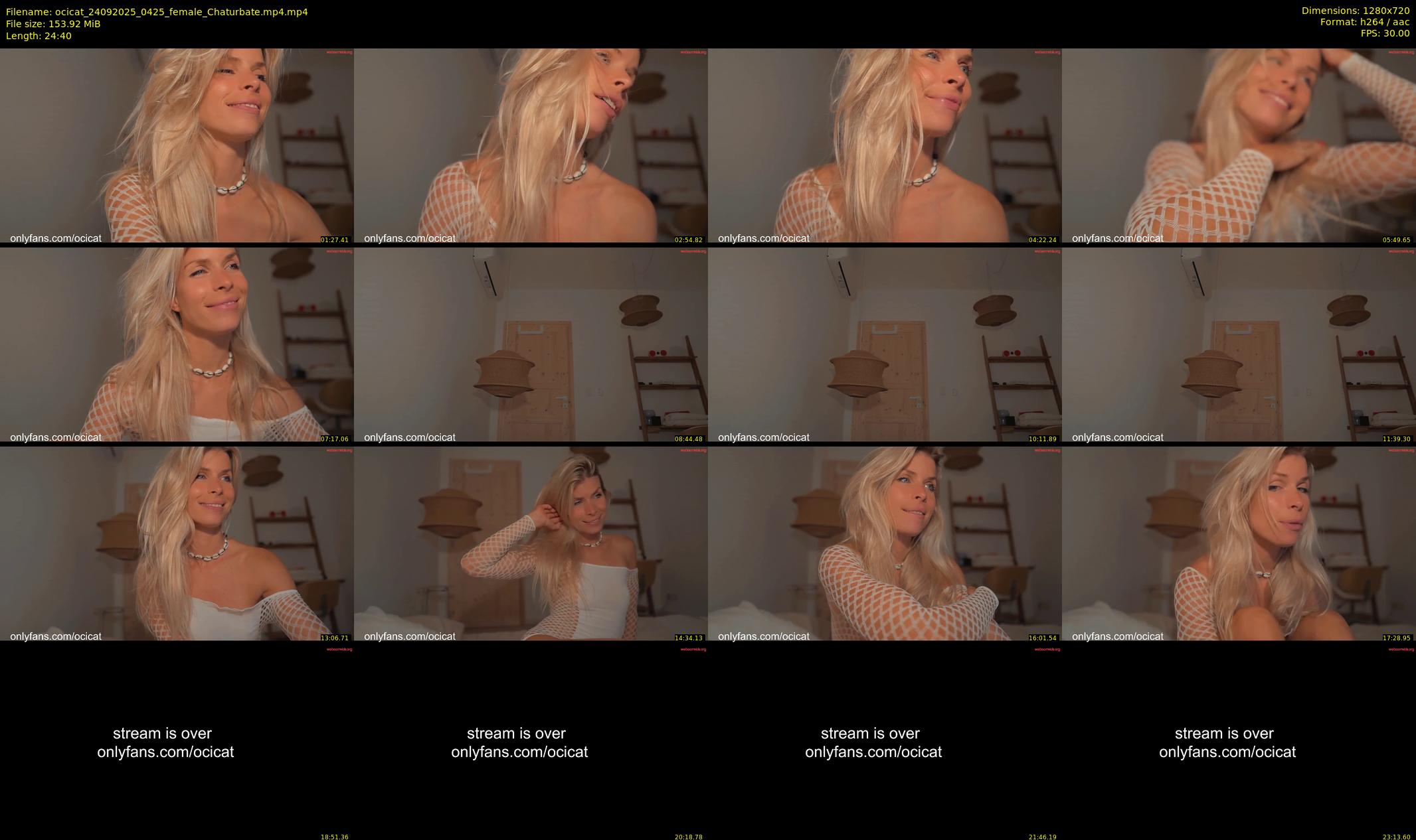 ocicat — 25 minute Chaturbate female cam show recording, 720p, Sep 24, 2025