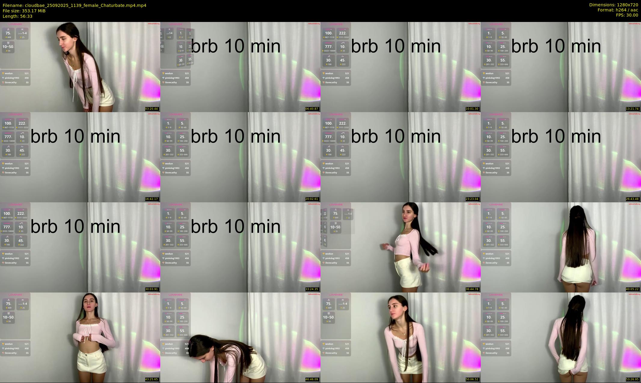 cloudbae — 57 minute Chaturbate female cam show recording, 720p, Sep 25, 2025