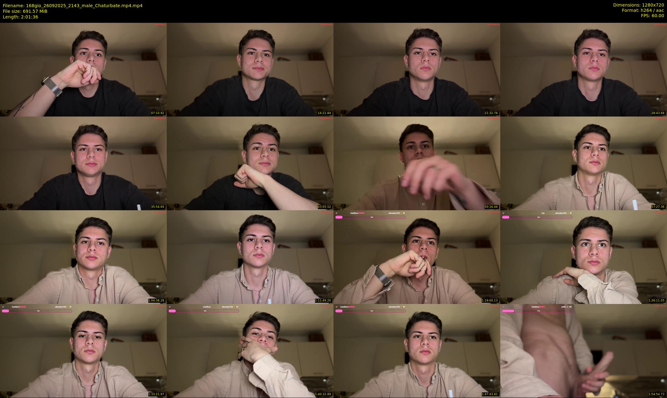 168gio — 122 minute Chaturbate male cam show recording, 720p, Sep 26, 2025
