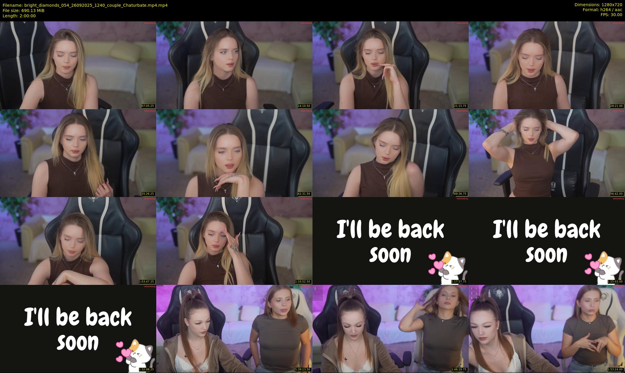 bright_diamonds_054 — 120 minute Chaturbate couple cam show recording, 720p, Sep 26, 2025