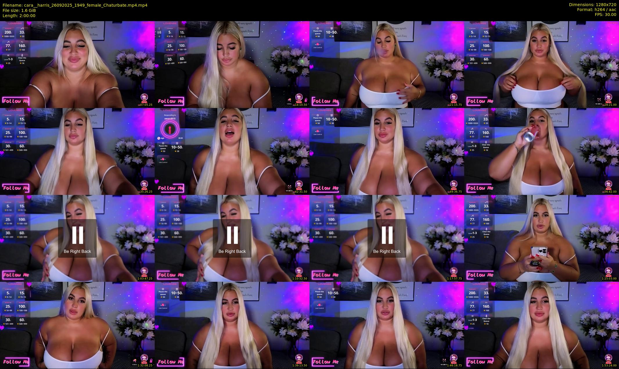 cara__harris — 120 minute Chaturbate female cam show recording, 720p, Sep 26, 2025