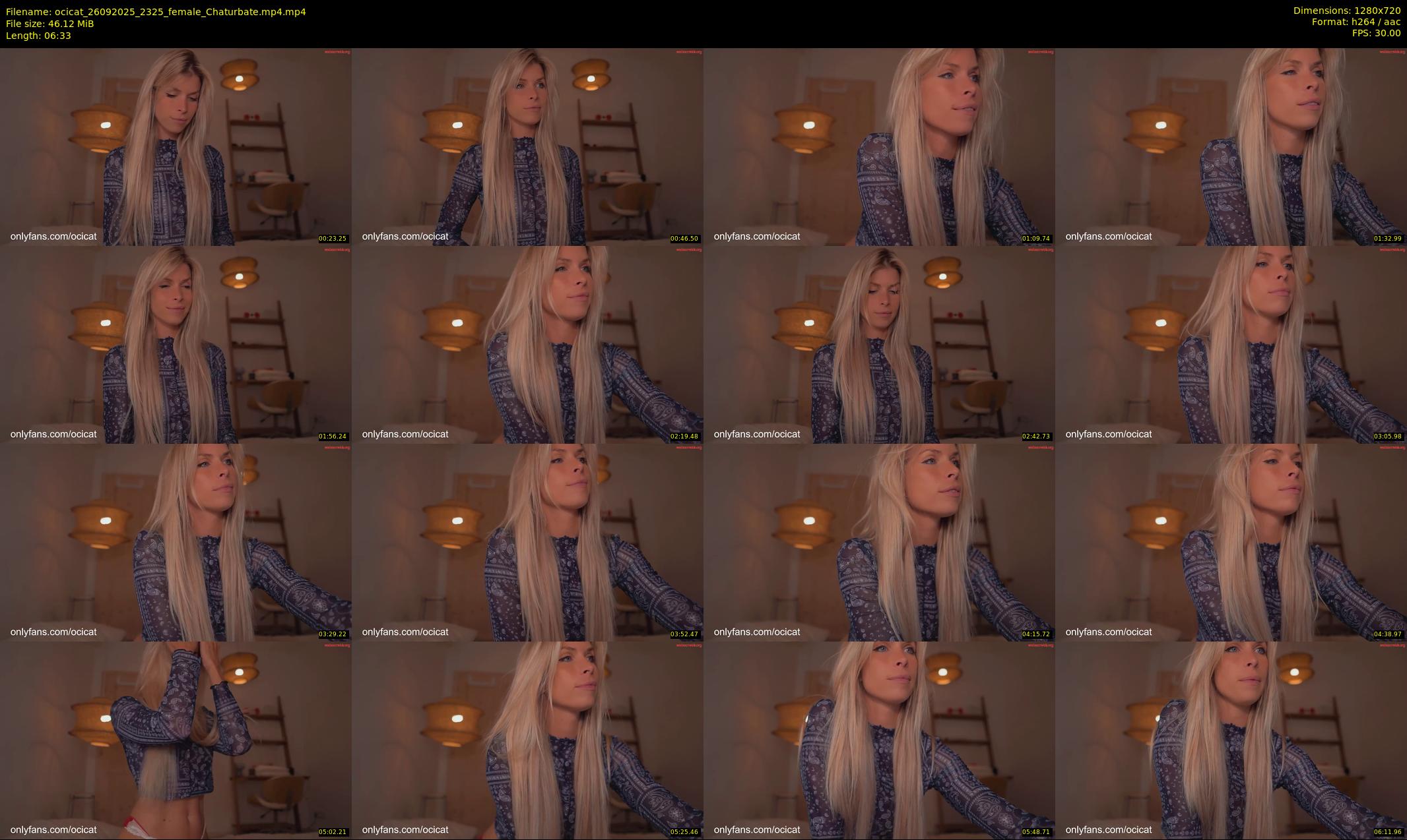 ocicat — 7 minute Chaturbate female cam show recording, 720p, Sep 26, 2025