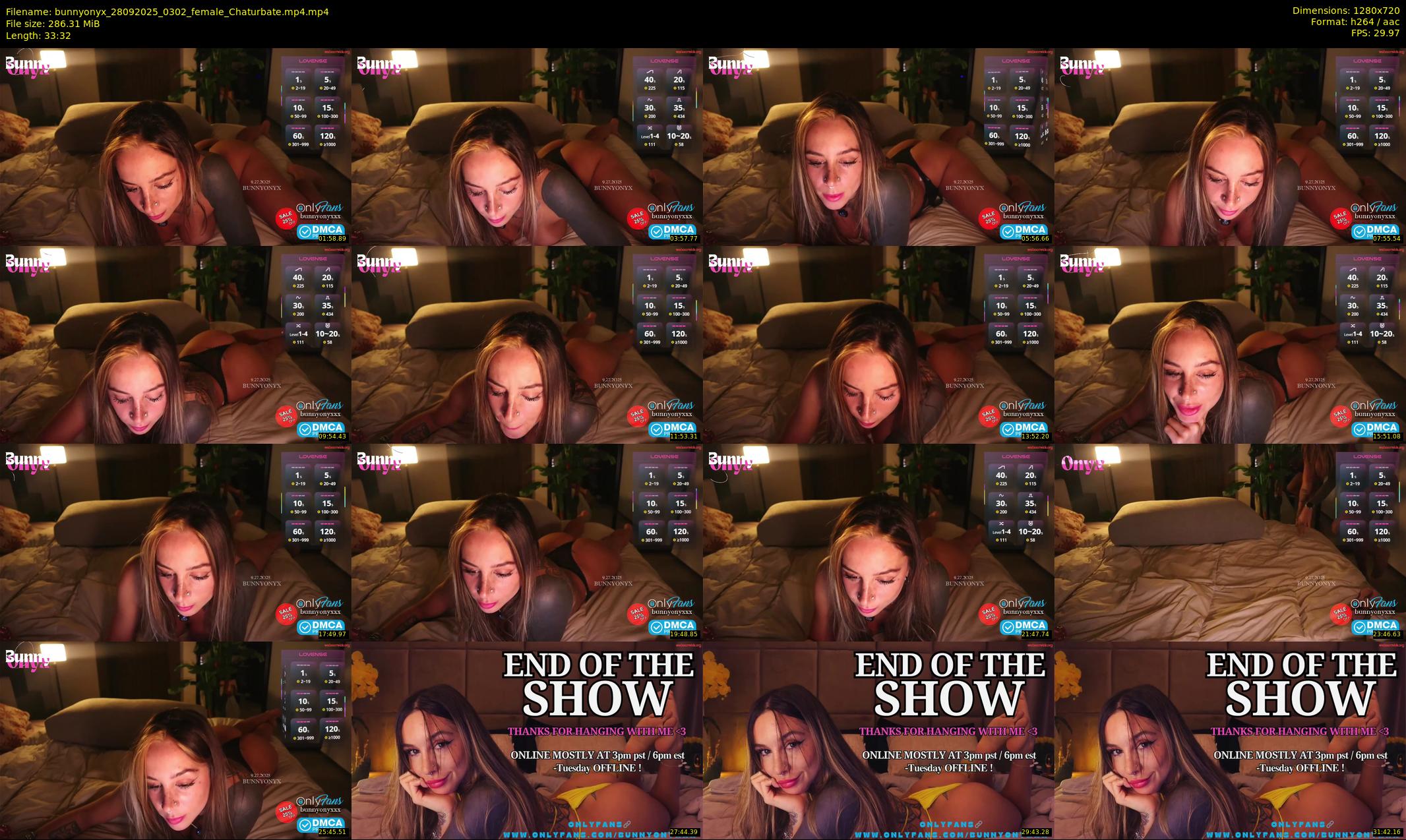 bunnyonyx — 34 minute Chaturbate female cam show recording, 720p, Sep 28, 2025