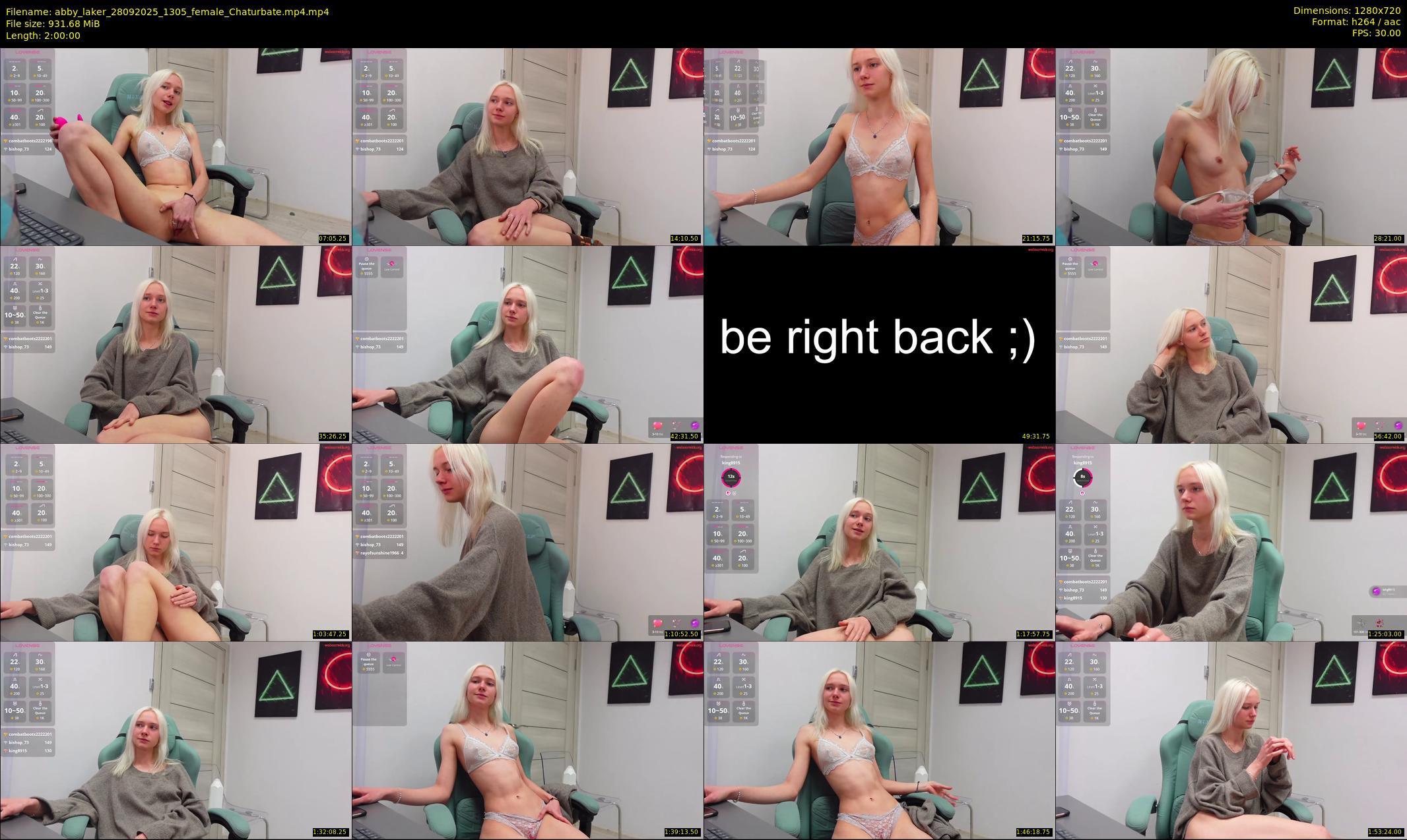 abby_laker — 120 minute Chaturbate female cam show recording, 720p, Sep 28, 2025