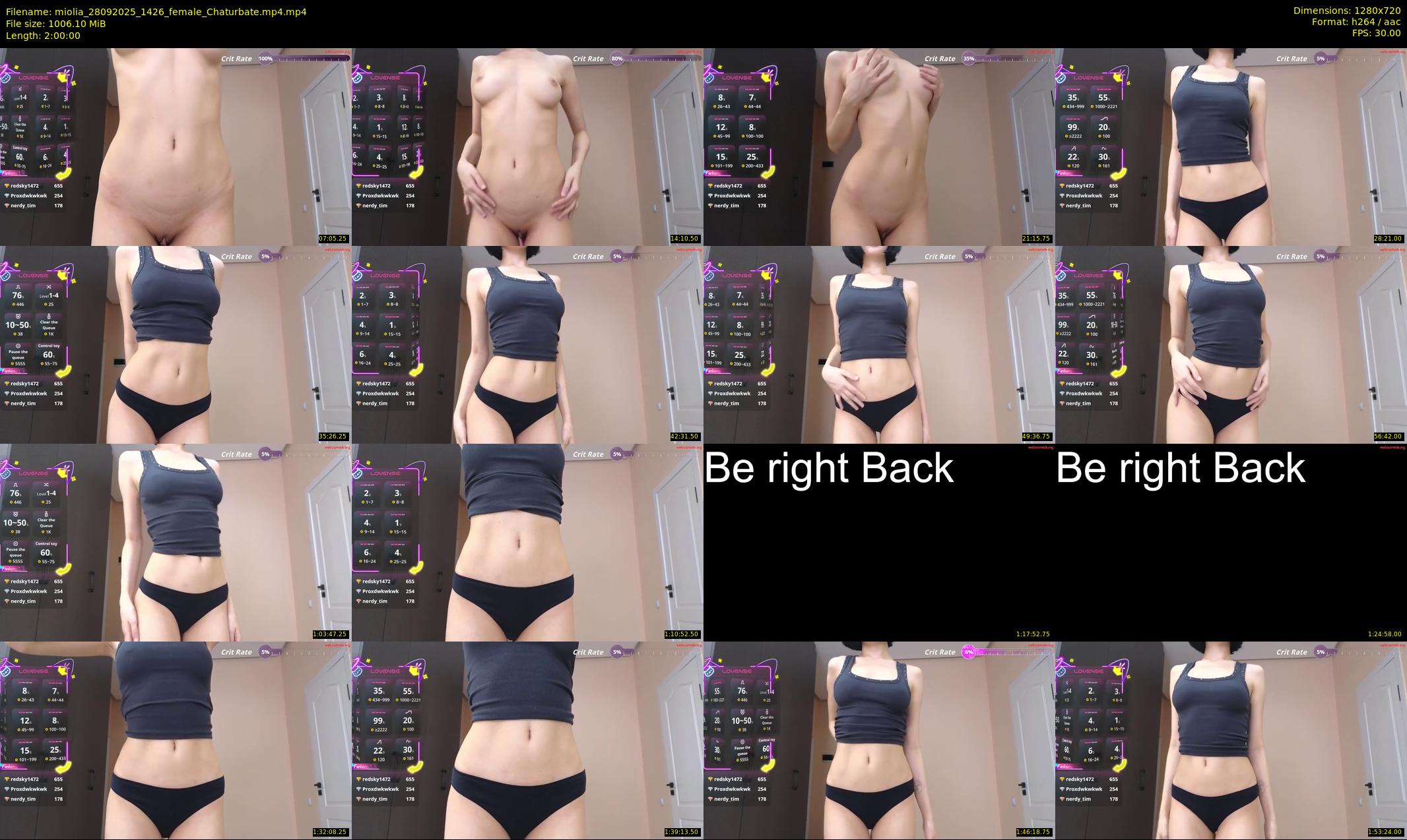 miolia — 120 minute Chaturbate female cam show recording, 720p, Sep 28, 2025