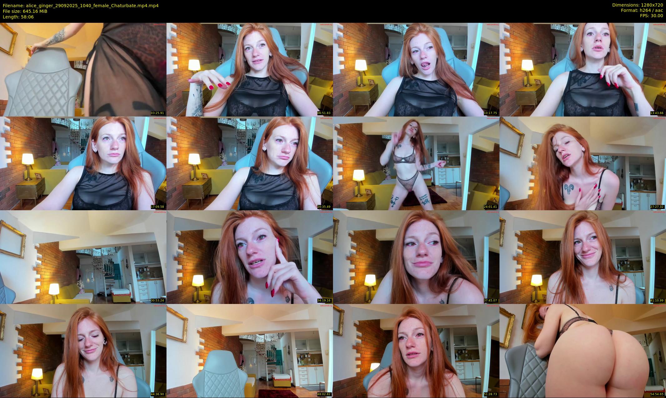 alice_ginger — 59 minute Chaturbate female cam show recording, 720p, Sep 29, 2025