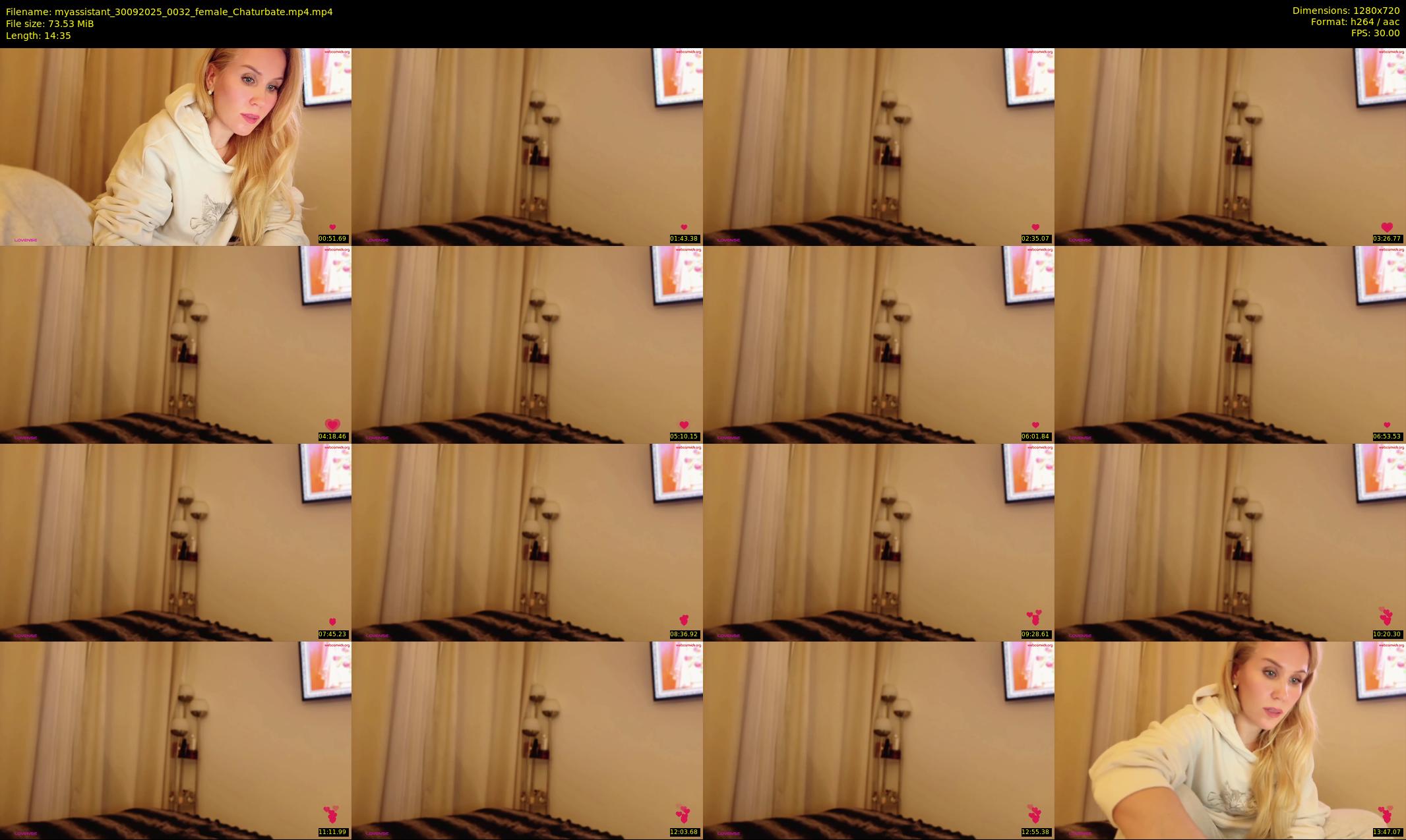 myassistant — 15 minute Chaturbate female cam show recording, 720p, Sep 30, 2025