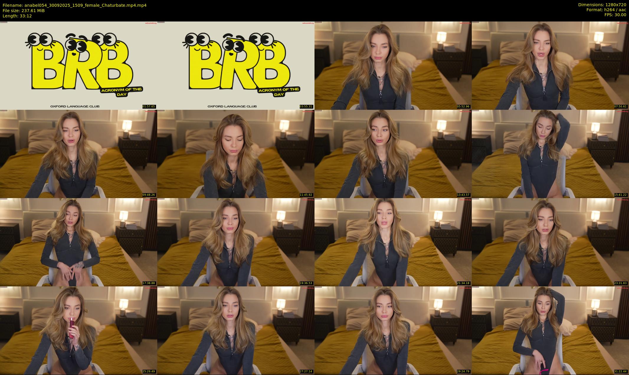 anabel054 — 34 minute Chaturbate female cam show recording, 720p, Sep 30, 2025