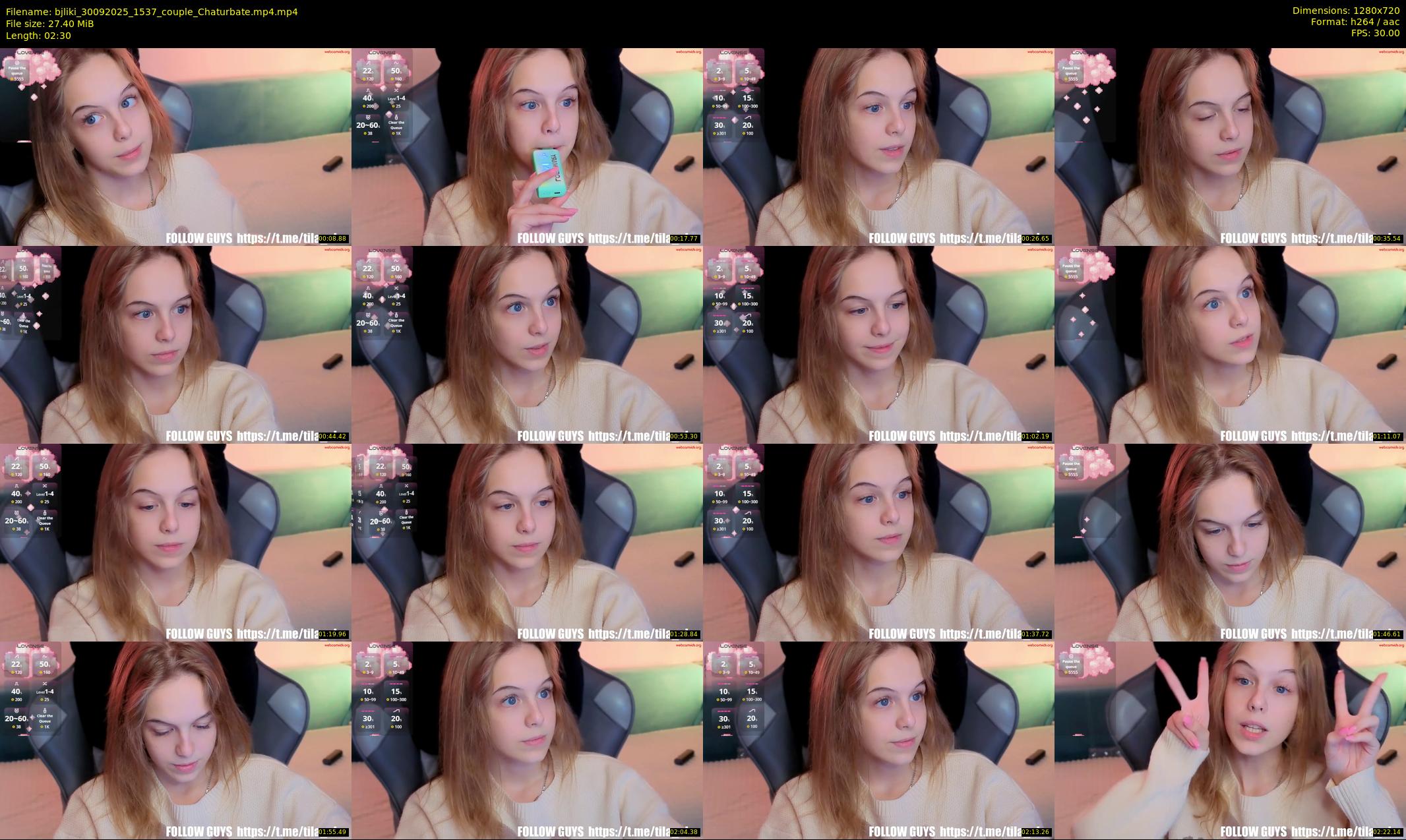 bjliki — 3 minute Chaturbate couple cam show recording, 720p, Sep 30, 2025
