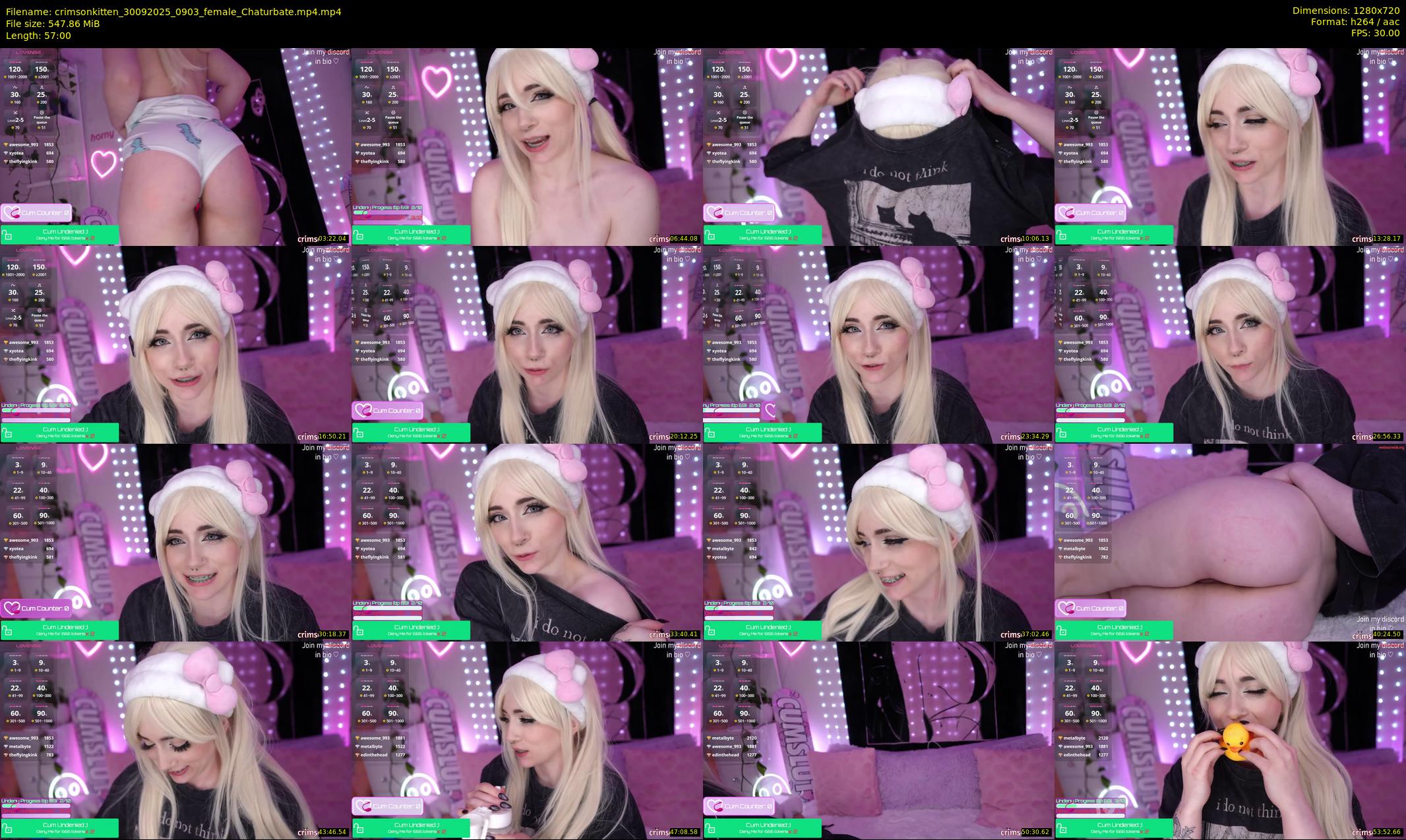 crimsonkitten — 57 minute Chaturbate female cam show recording, 720p, Sep 30, 2025