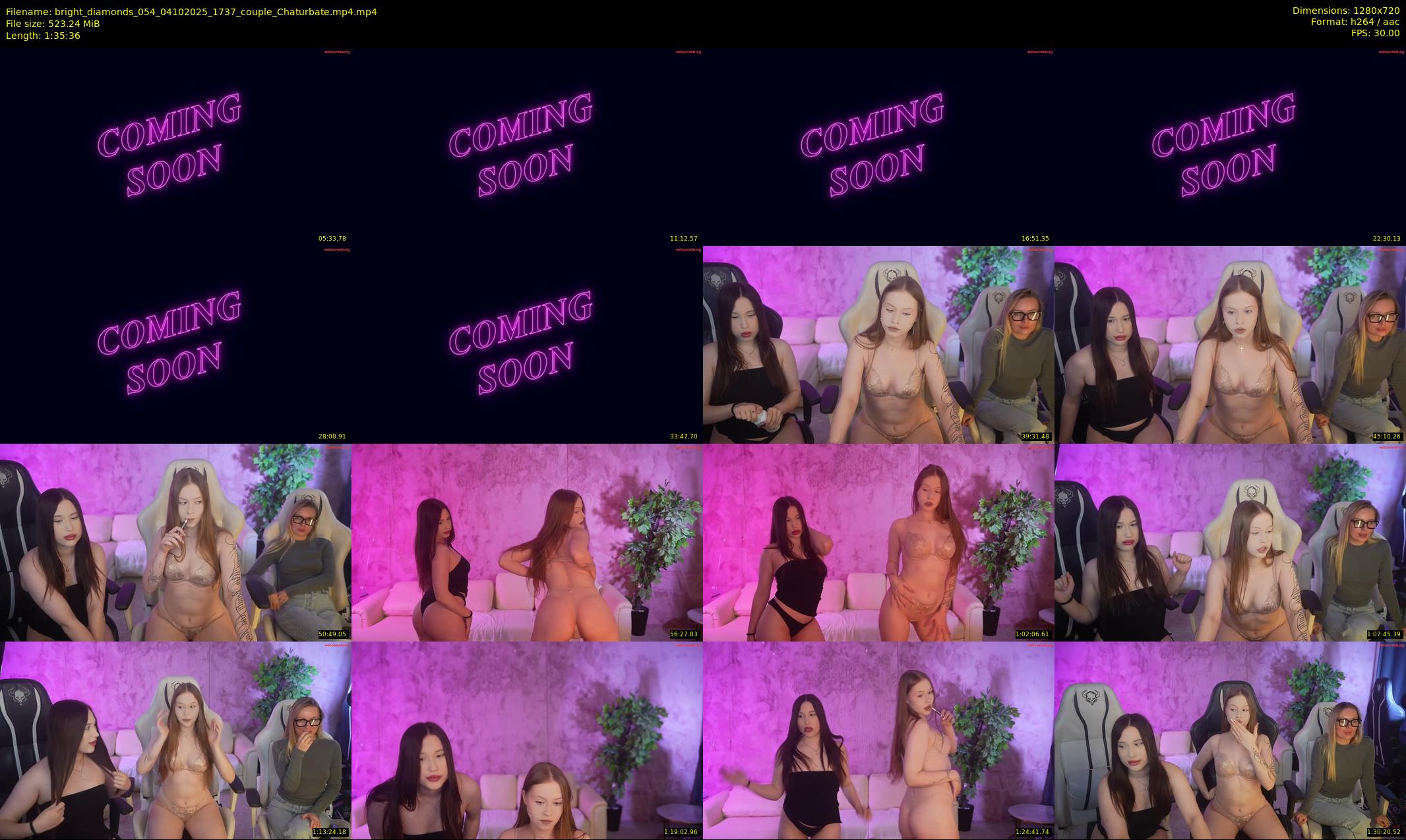 bright_diamonds_054 — 96 minute Chaturbate couple cam show recording, 720p, Oct 4, 2025