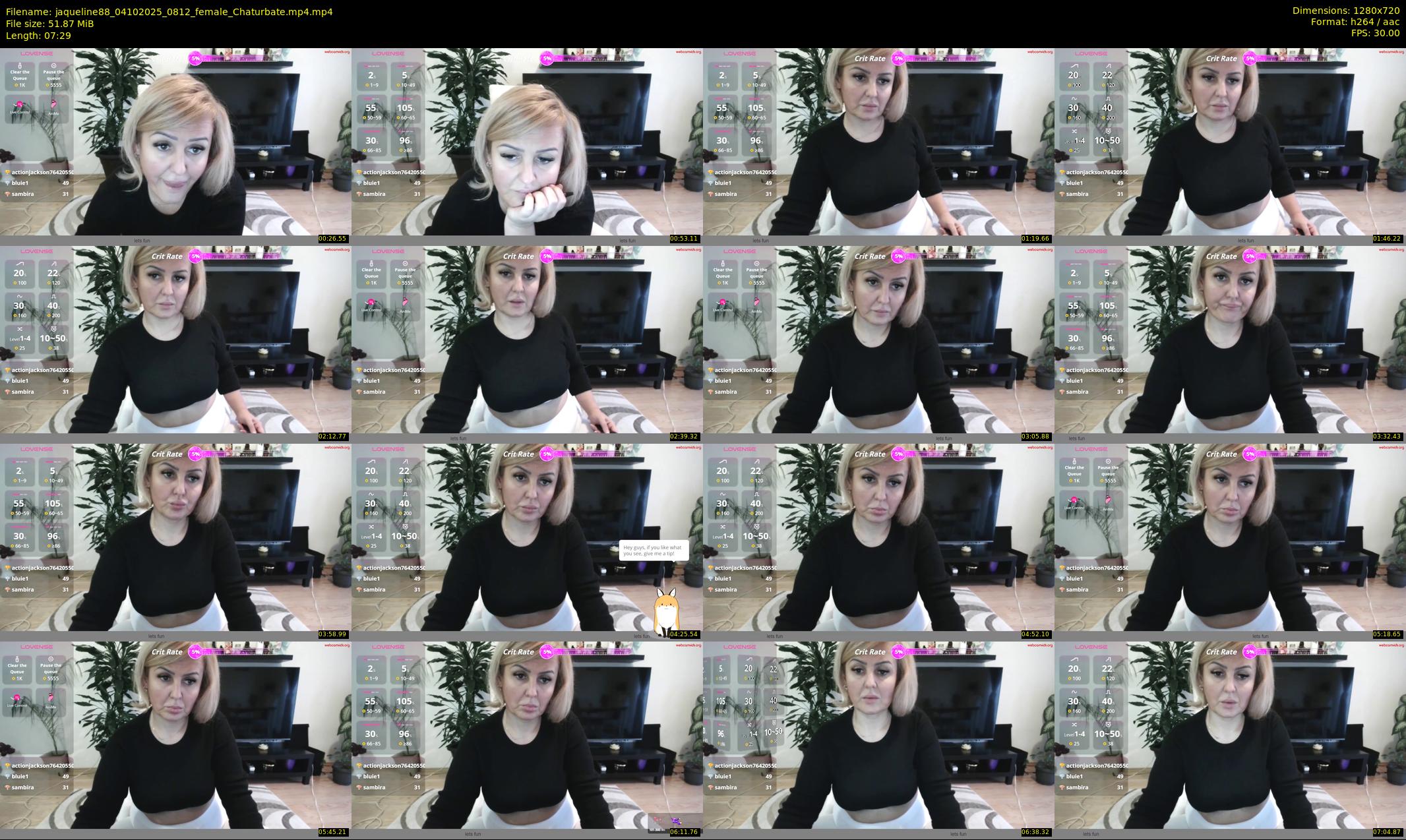 jaqueline88 — 8 minute Chaturbate female cam show recording, 720p, Oct 4, 2025