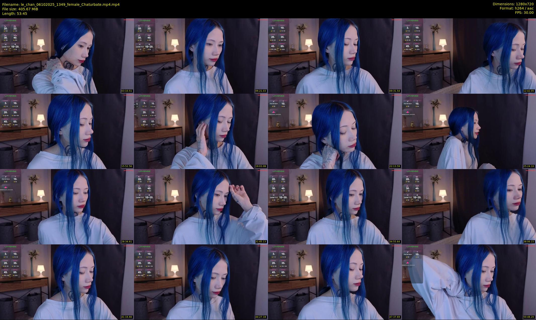 le_chan — 54 minute Chaturbate female cam show recording, 720p, Oct 6, 2025