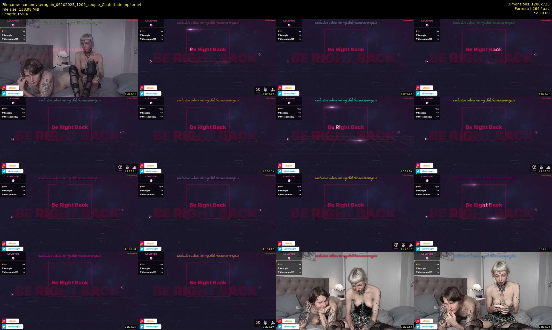 nananevaeragain — 16 minute Chaturbate female cam show recording, 720p, Oct 6, 2025