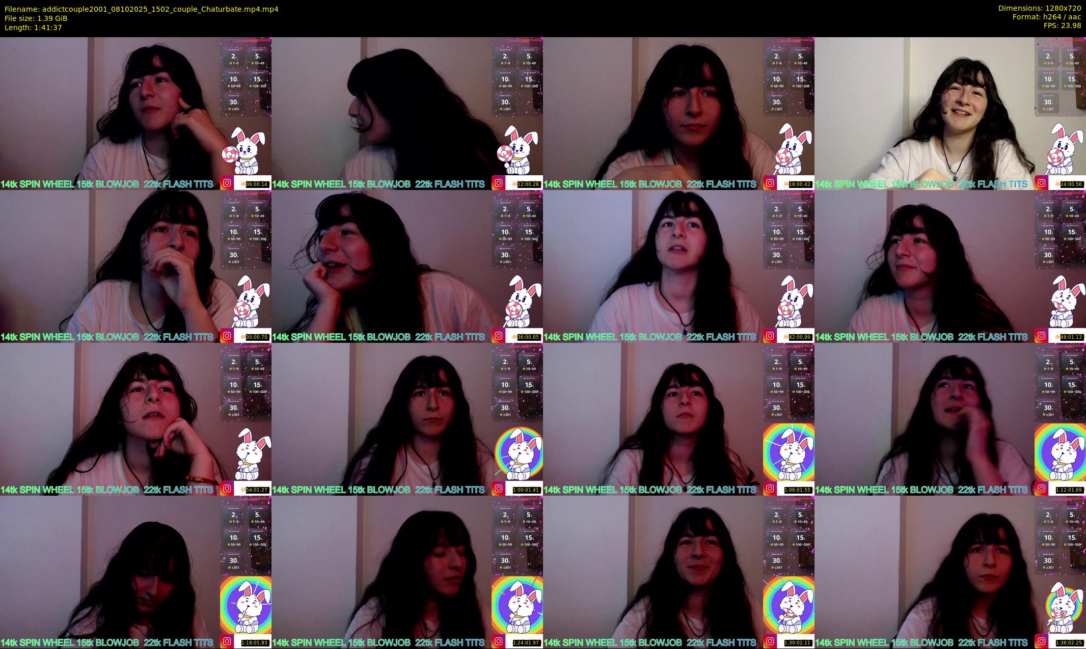 addictcouple2001 — 102 minute Chaturbate couple cam show recording, 720p, Oct 8, 2025