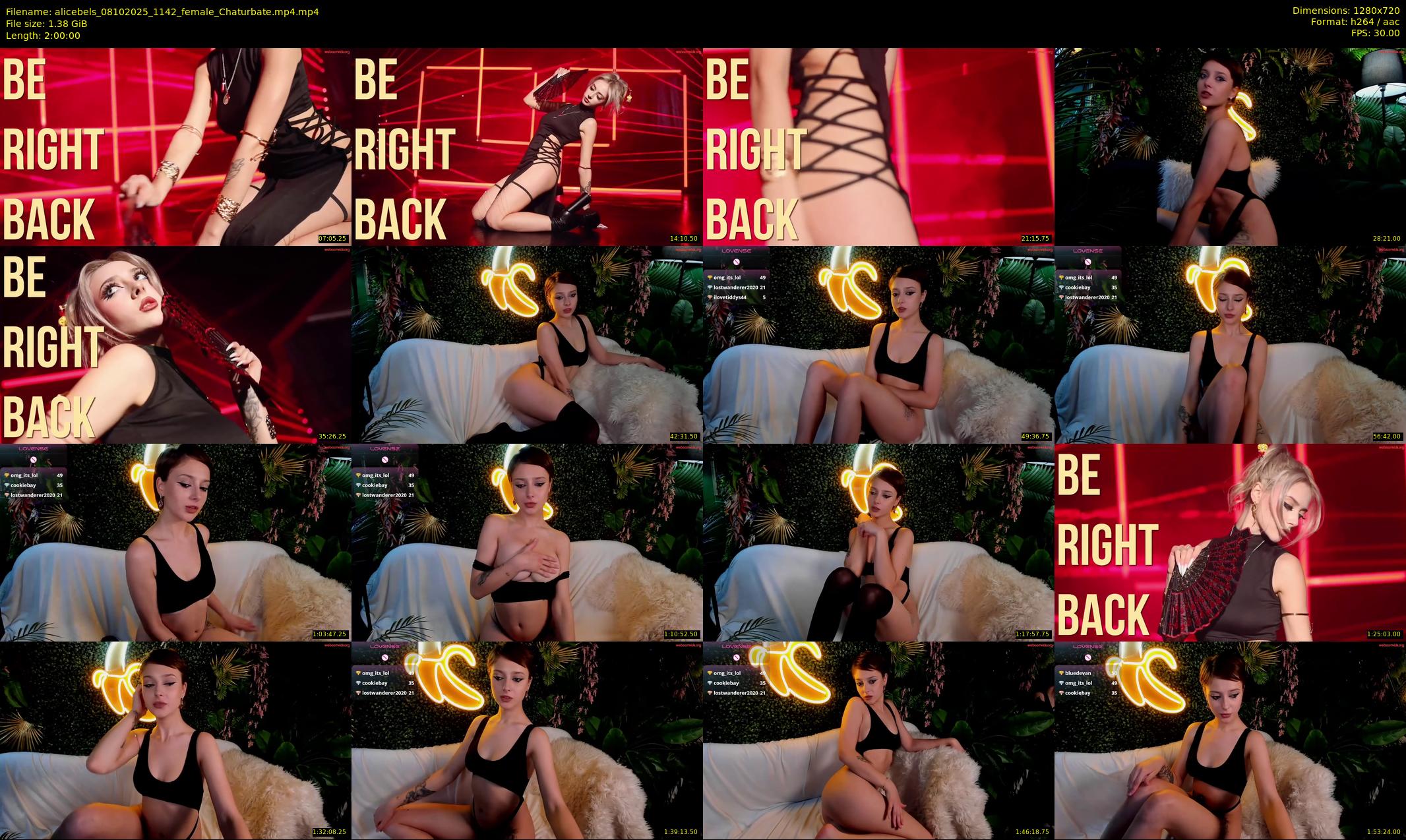alicebels — 120 minute Chaturbate female cam show recording, 720p, Oct 8, 2025