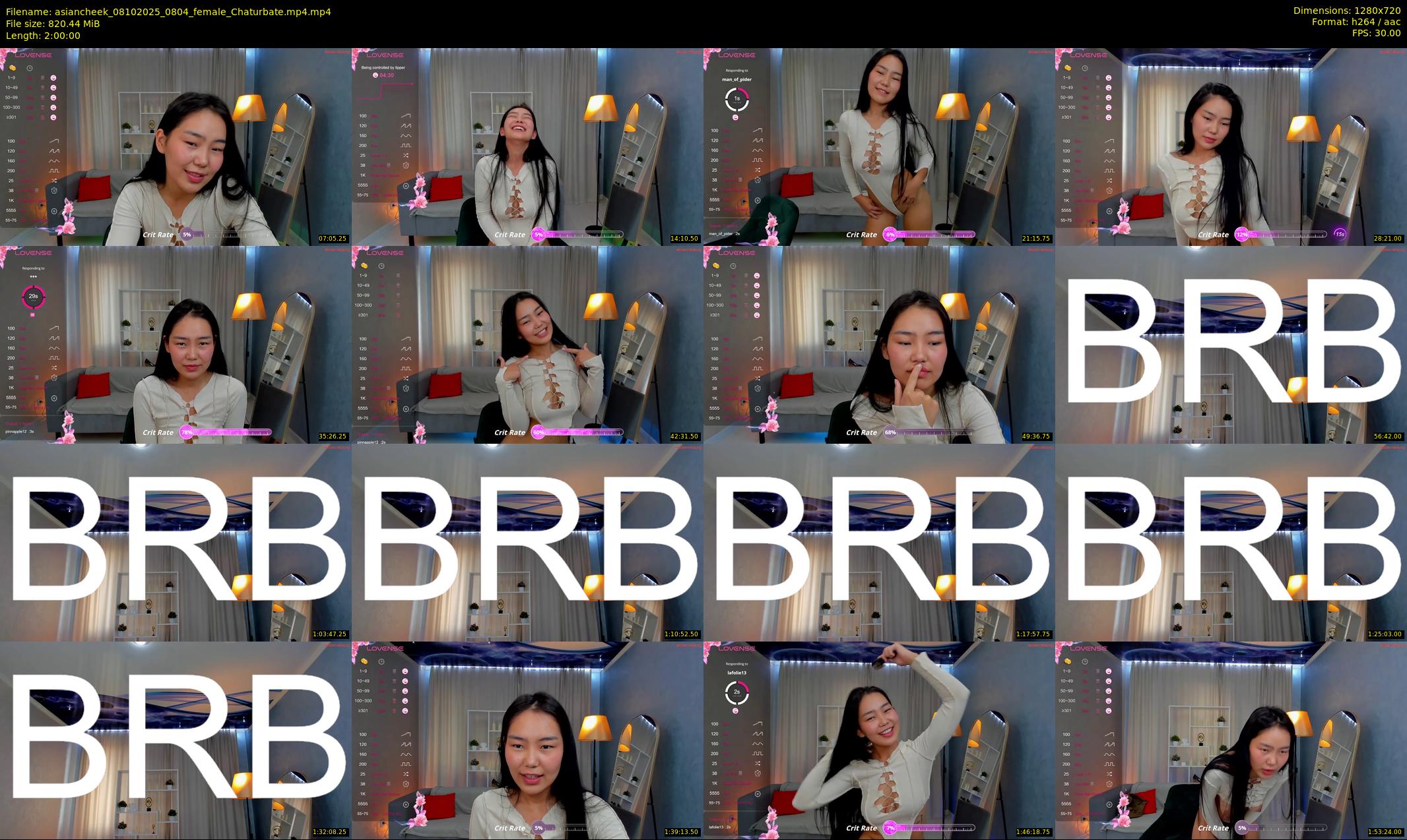asiancheek — 120 minute Chaturbate female cam show recording, 720p, Oct 8, 2025
