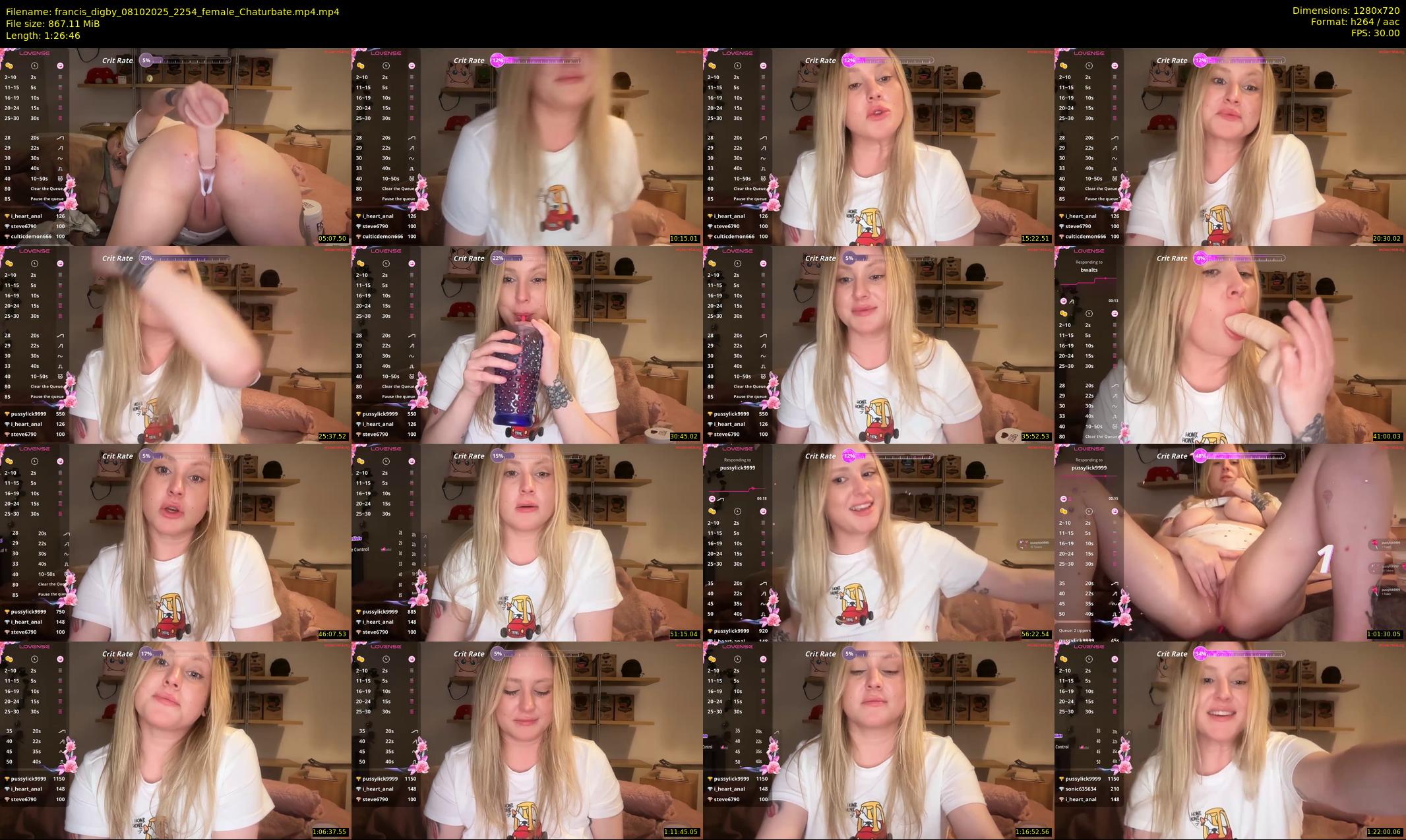 francis_digby — 87 minute Chaturbate female cam show recording, 720p, Oct 8, 2025